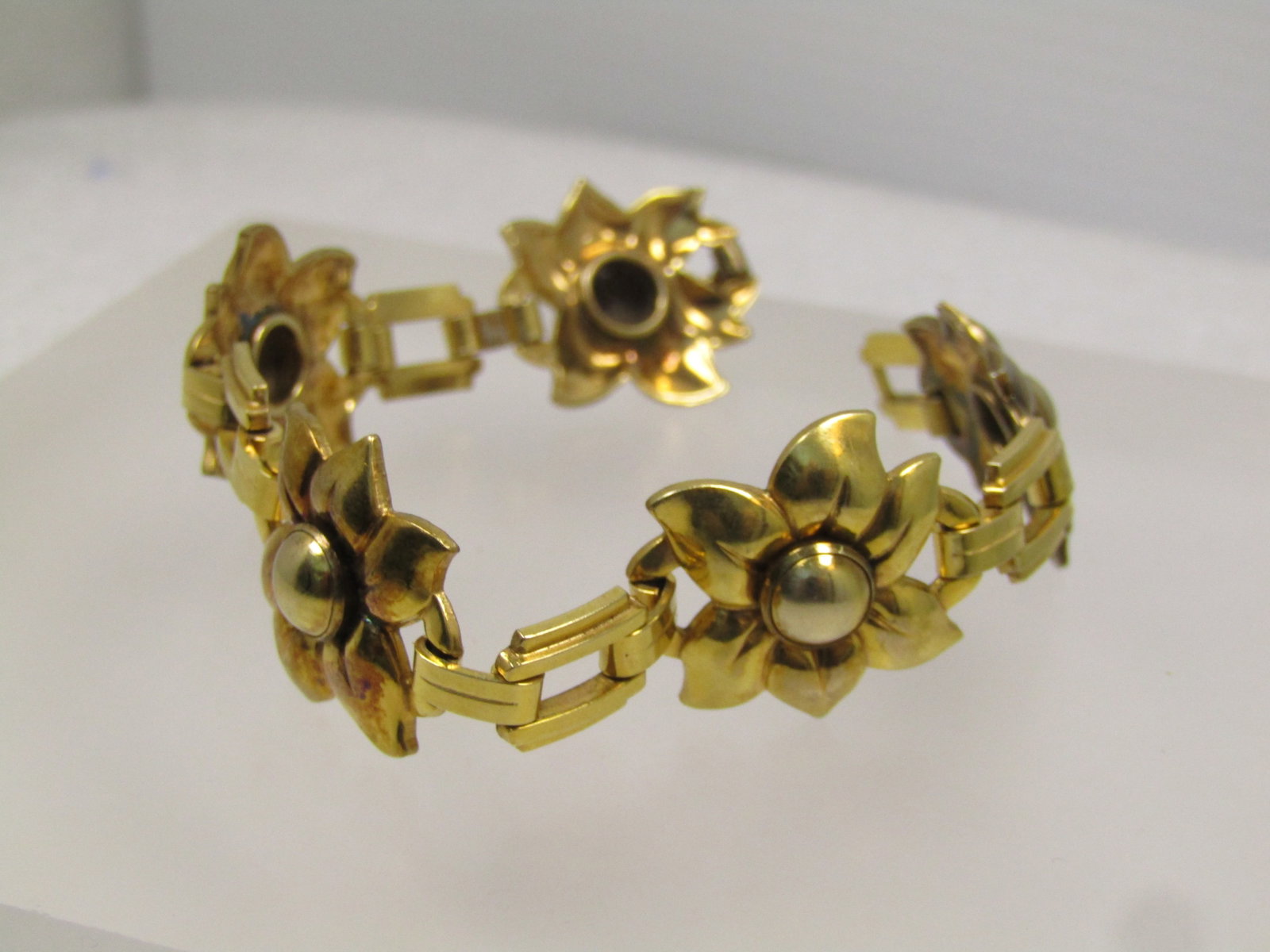 Vintage 10kt G.F. Floral Bracelet, 7", 1940's-1950's, Signed - 2