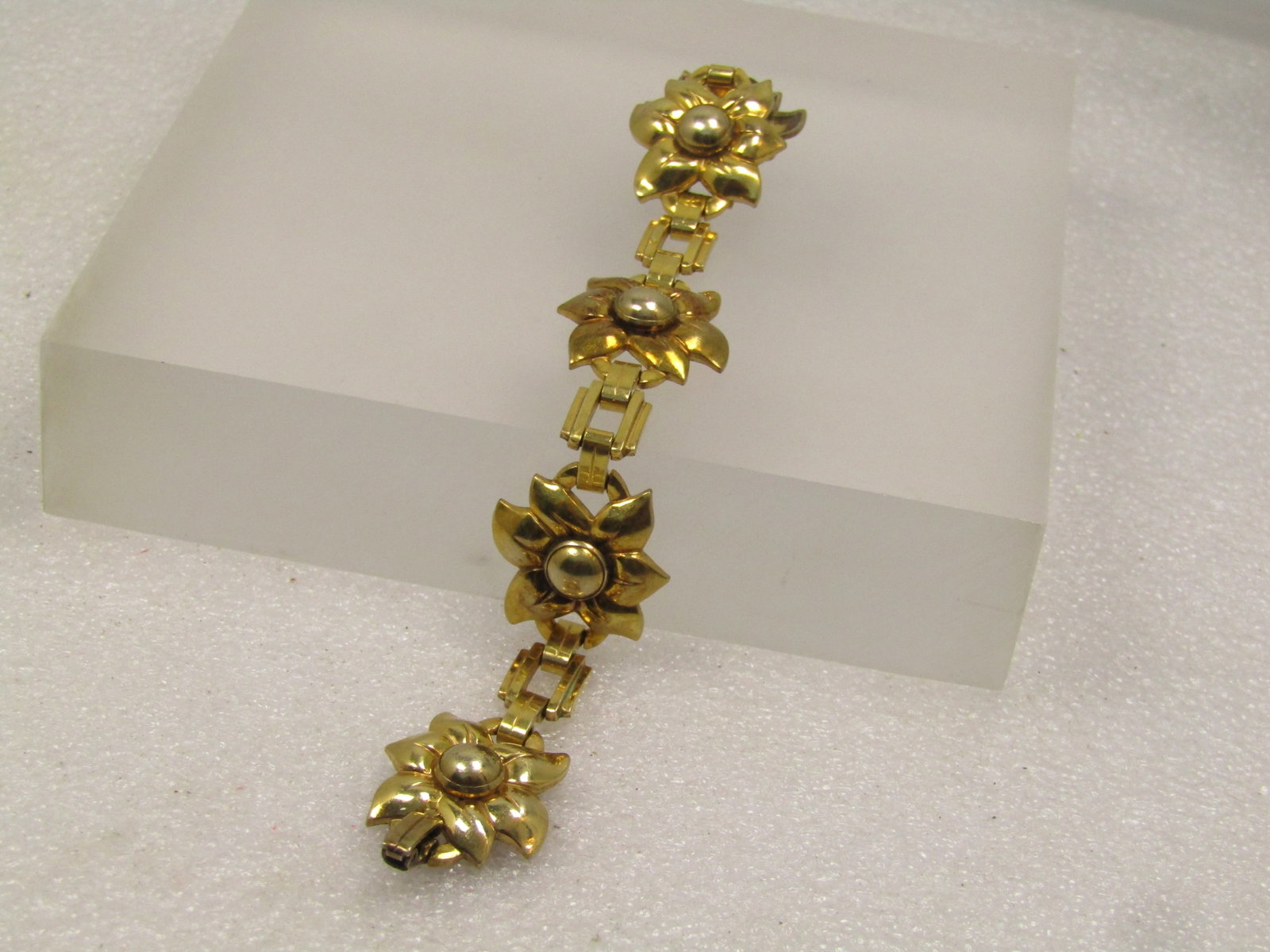Vintage 10kt G.F. Floral Bracelet, 7", 1940's-1950's, Signed - 4