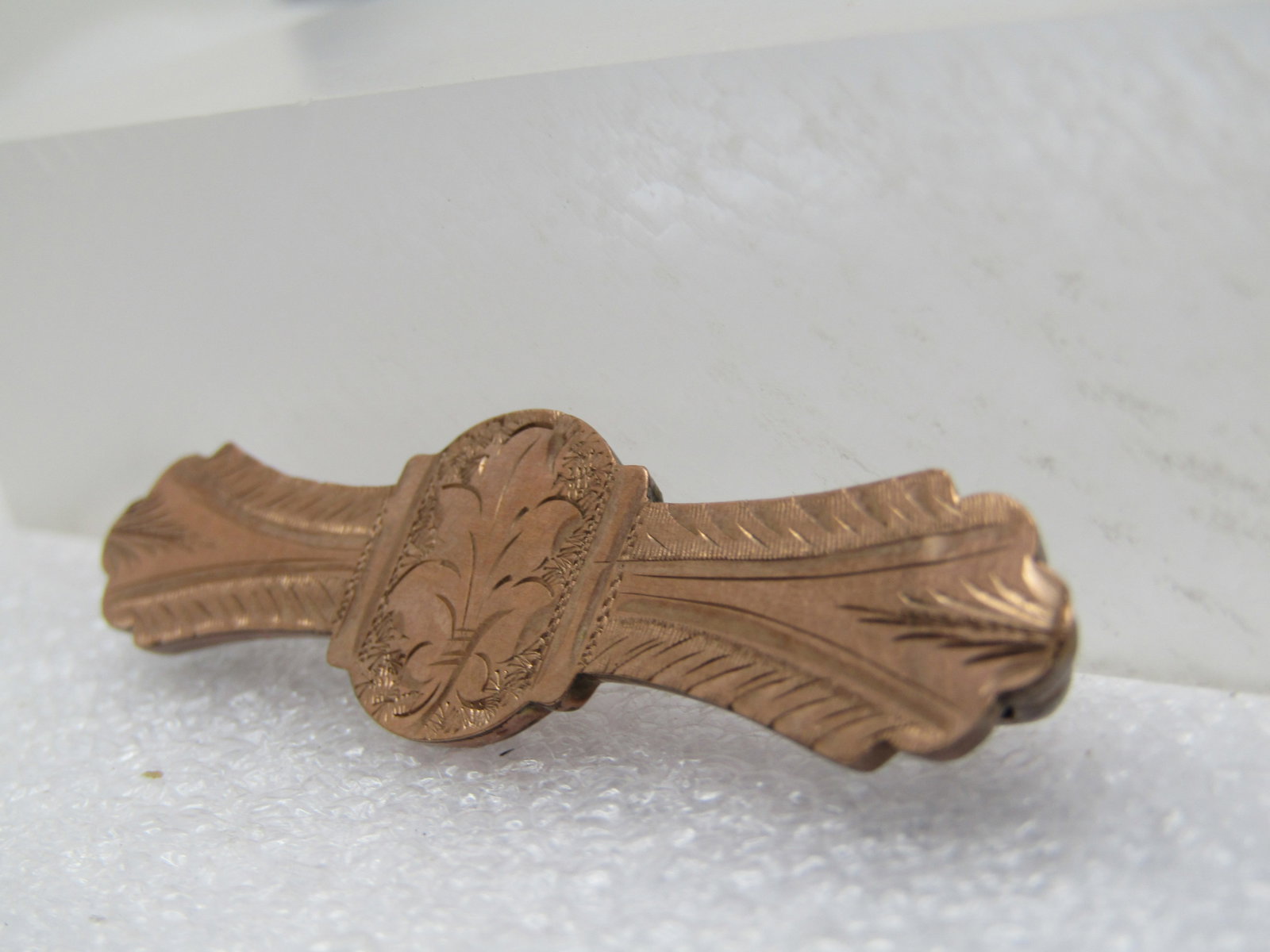 Vintage 10kt. G.F. Bar Brooch, Engraved Design, 1910's-1920's - 4