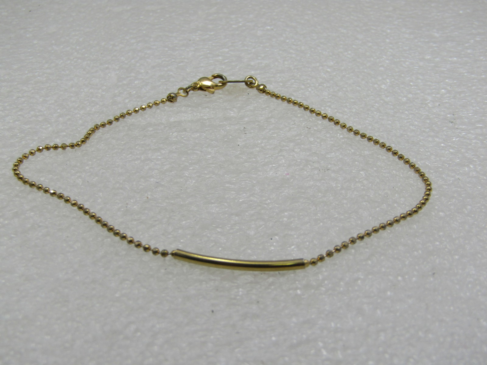 10kt G.F. Ankle Bracelet, Bead Link and Bar Center, 10" - 2