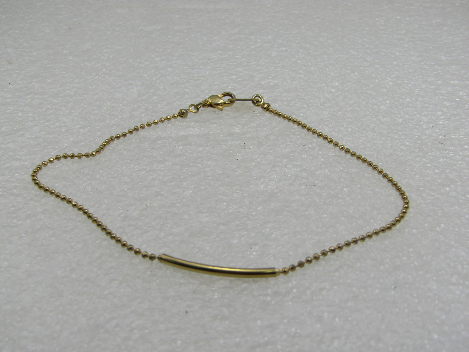 10kt G.F. Ankle Bracelet, Bead Link and Bar Center, 10" - 3