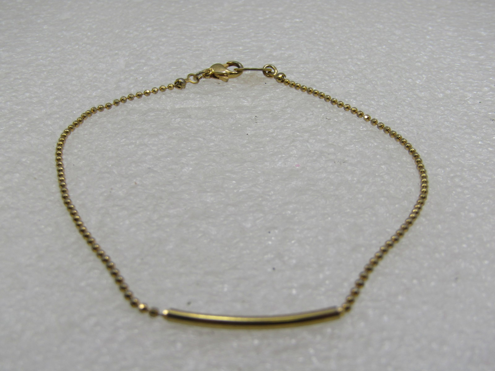10kt G.F. Ankle Bracelet, Bead Link and Bar Center, 10" - 4