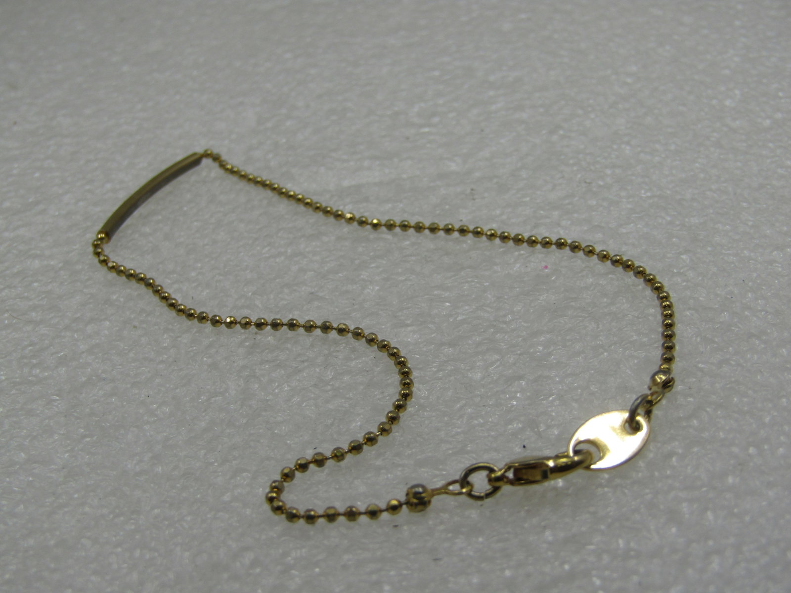 10kt G.F. Ankle Bracelet, Bead Link and Bar Center, 10" - 5