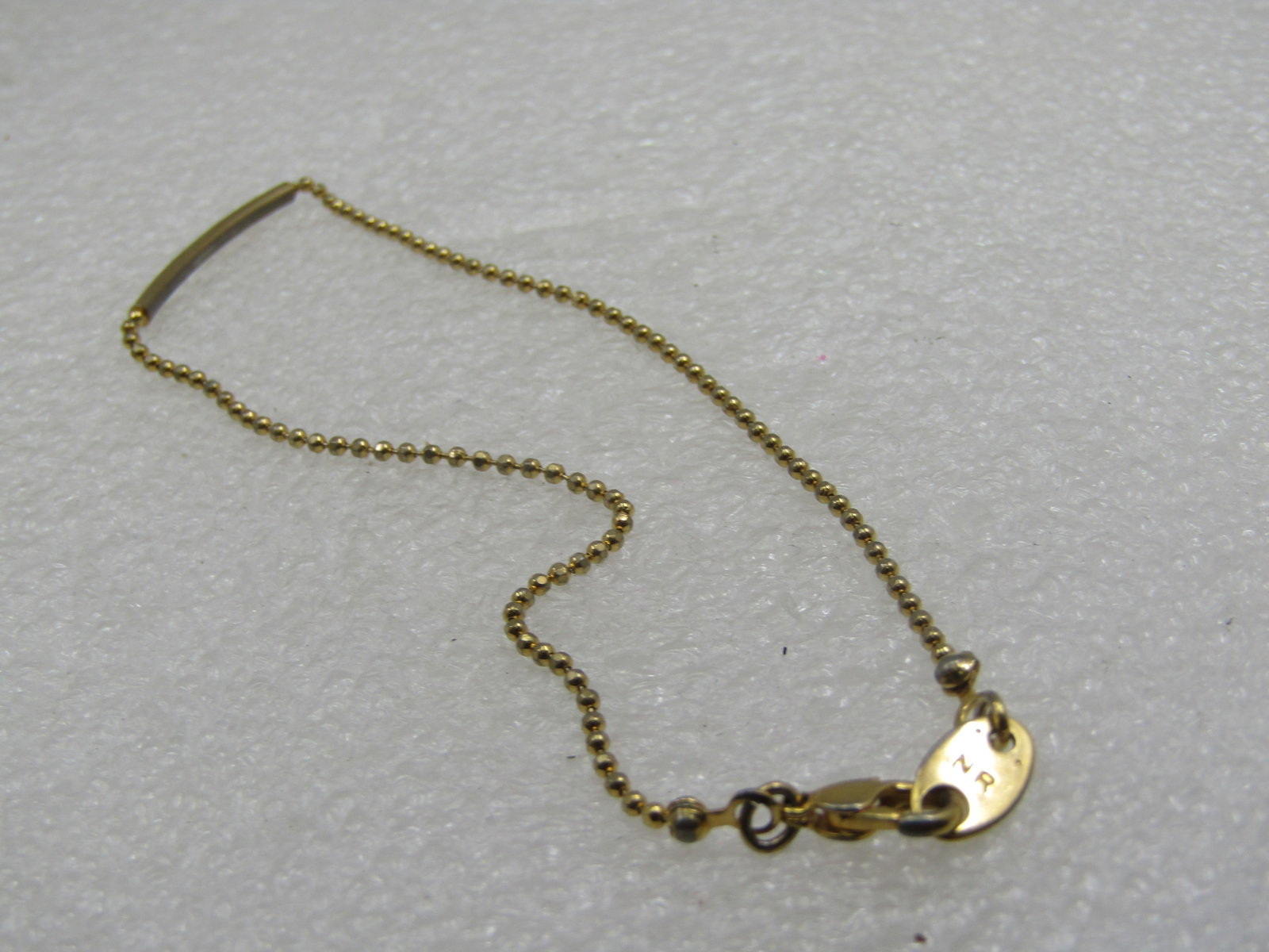 10kt G.F. Ankle Bracelet, Bead Link and Bar Center, 10" - 6