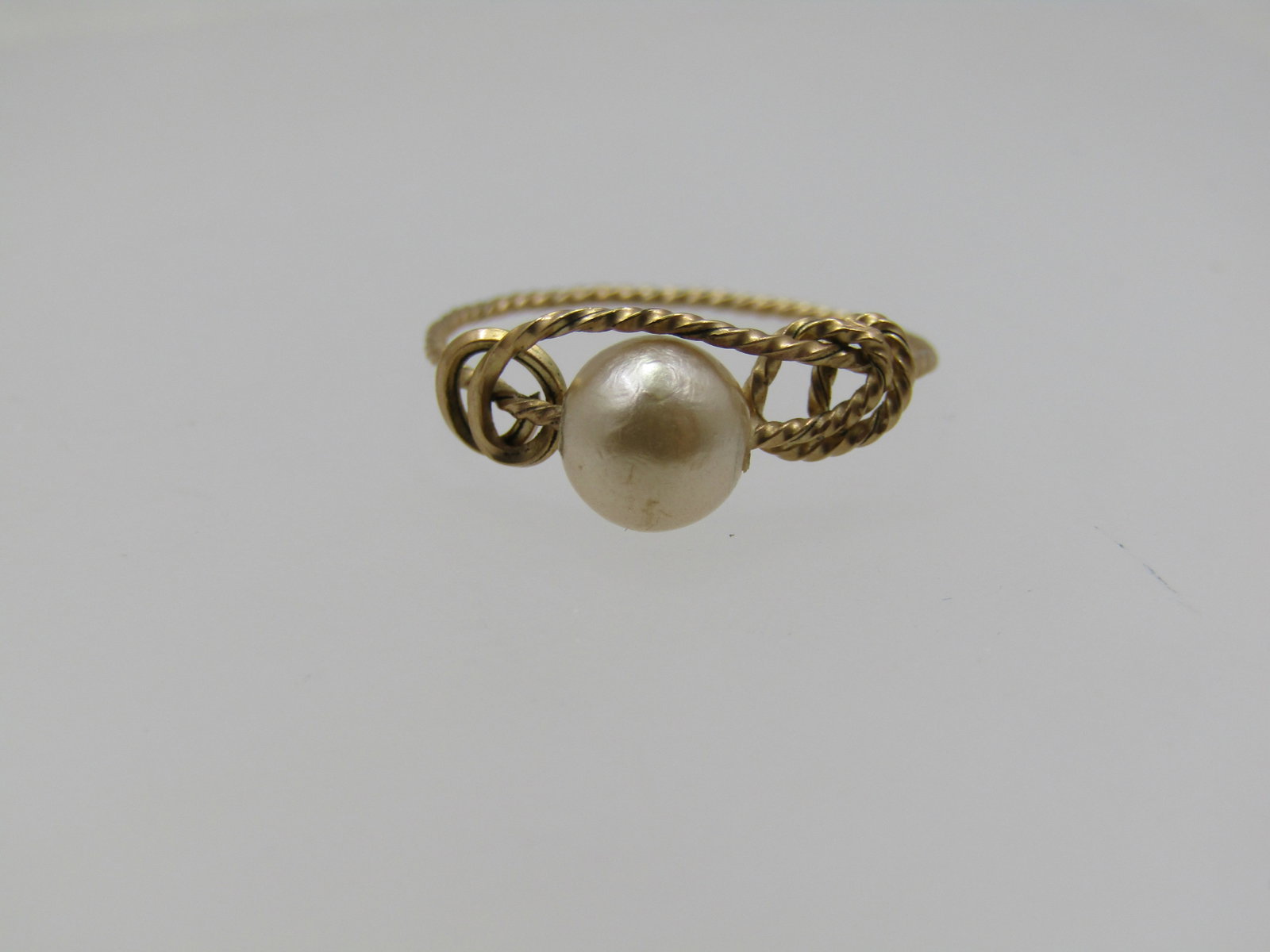 Vintage 10kt G.F. Cultured Pearl Ring, Hand Made, Sz. 4.5 - 4