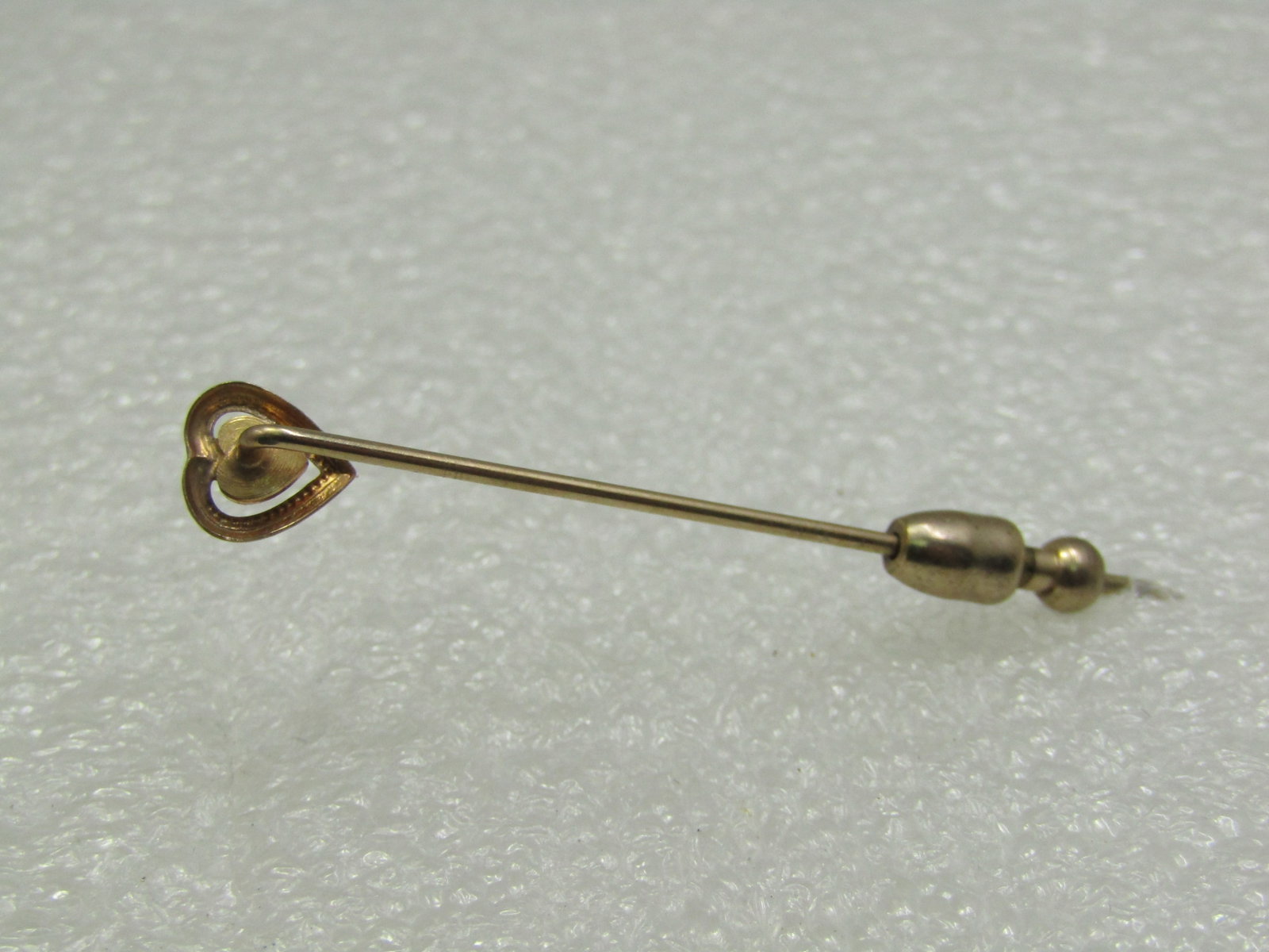 Vintage 10kt GF Triple Heart Raw Diamond Stick Pin with Safety Cap - 4