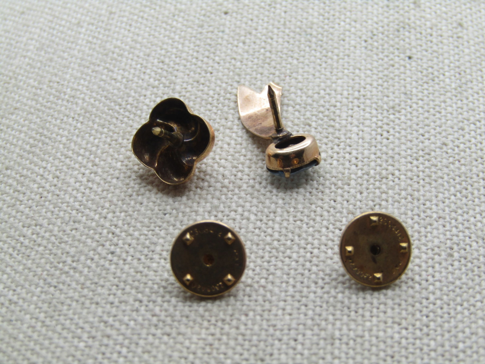 Two 10kt G.F. Tack/Collar Pins, Clear and Blue Stone 1940's-1950's - 4