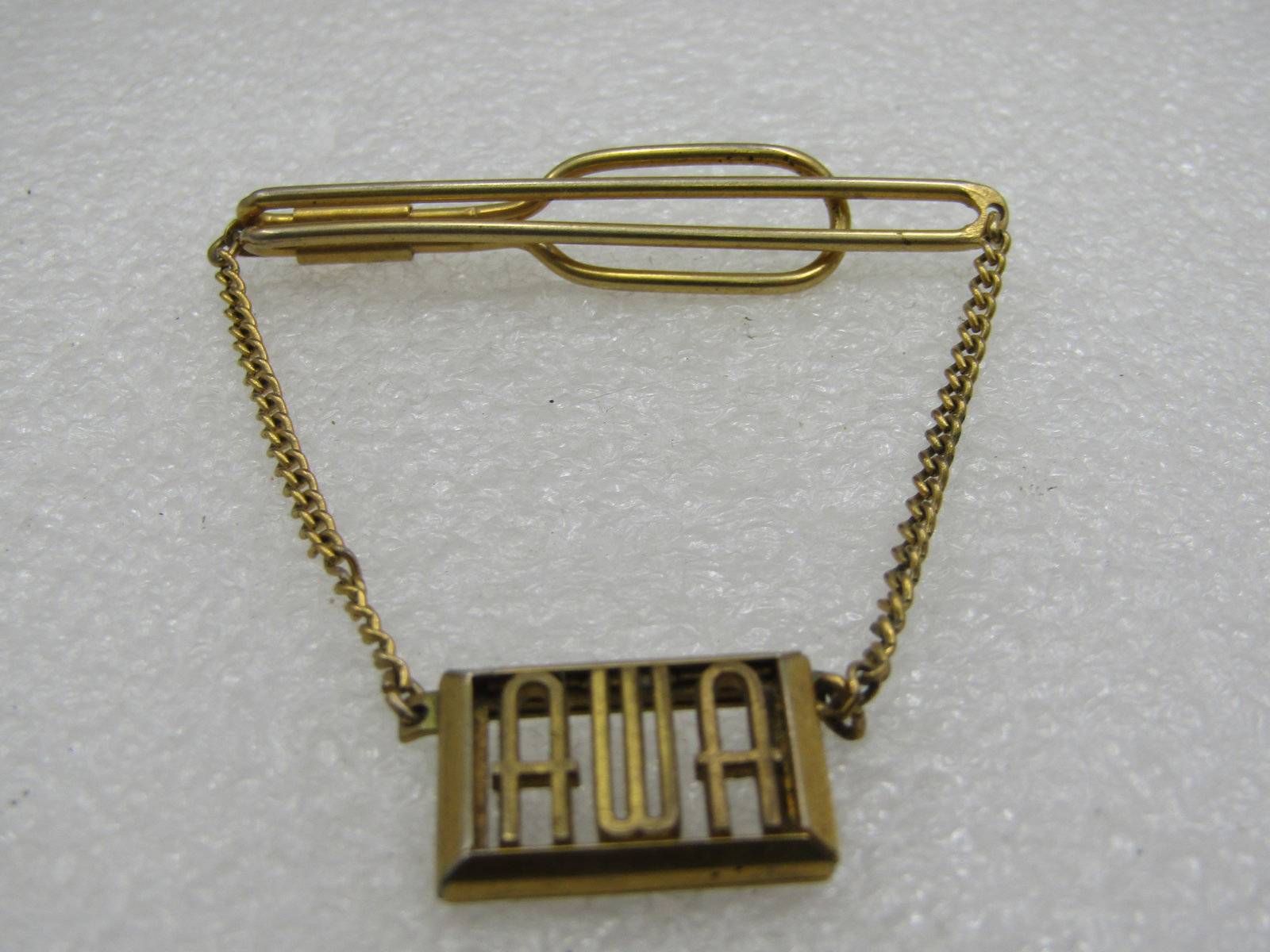 Vintage Swank Tie Bar, Framed AWA Initial Drop, 1940's-1950's, 2.25": Title: Vintage Swank Tie Bar, Framed AWA Initial Drop, 1940's-1950's, 2.25" Description: Vintage Swank Tie Bar, Framed AWA Initial Drop, 1940's-1950's, 2.25", tests as 10kt G.F. 2.5" long drop with