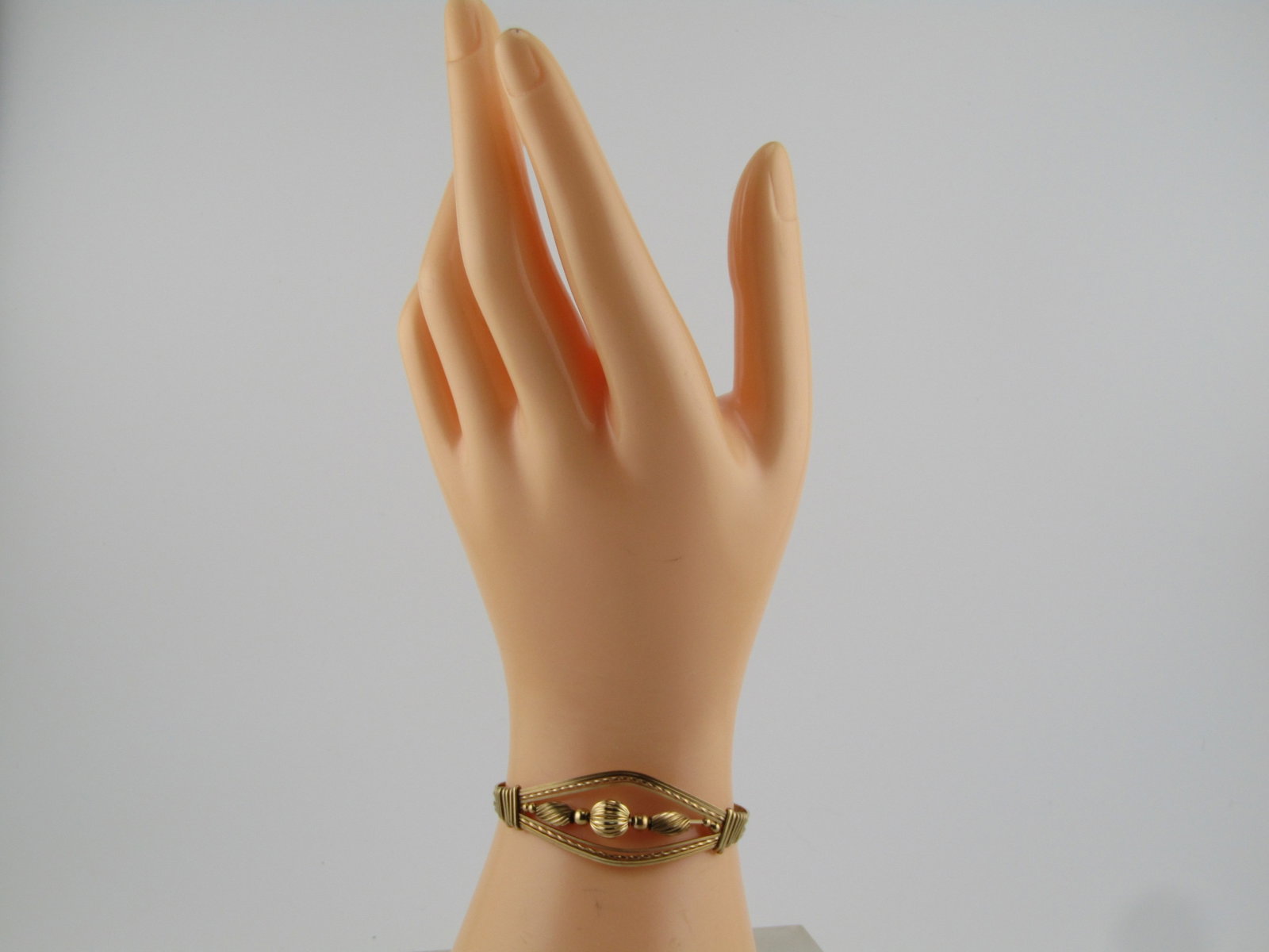 Vintage Wrapped and Beaded Bracelet, 6", 10kt and 14kt Gold Filled, 1980's-1990's - 5