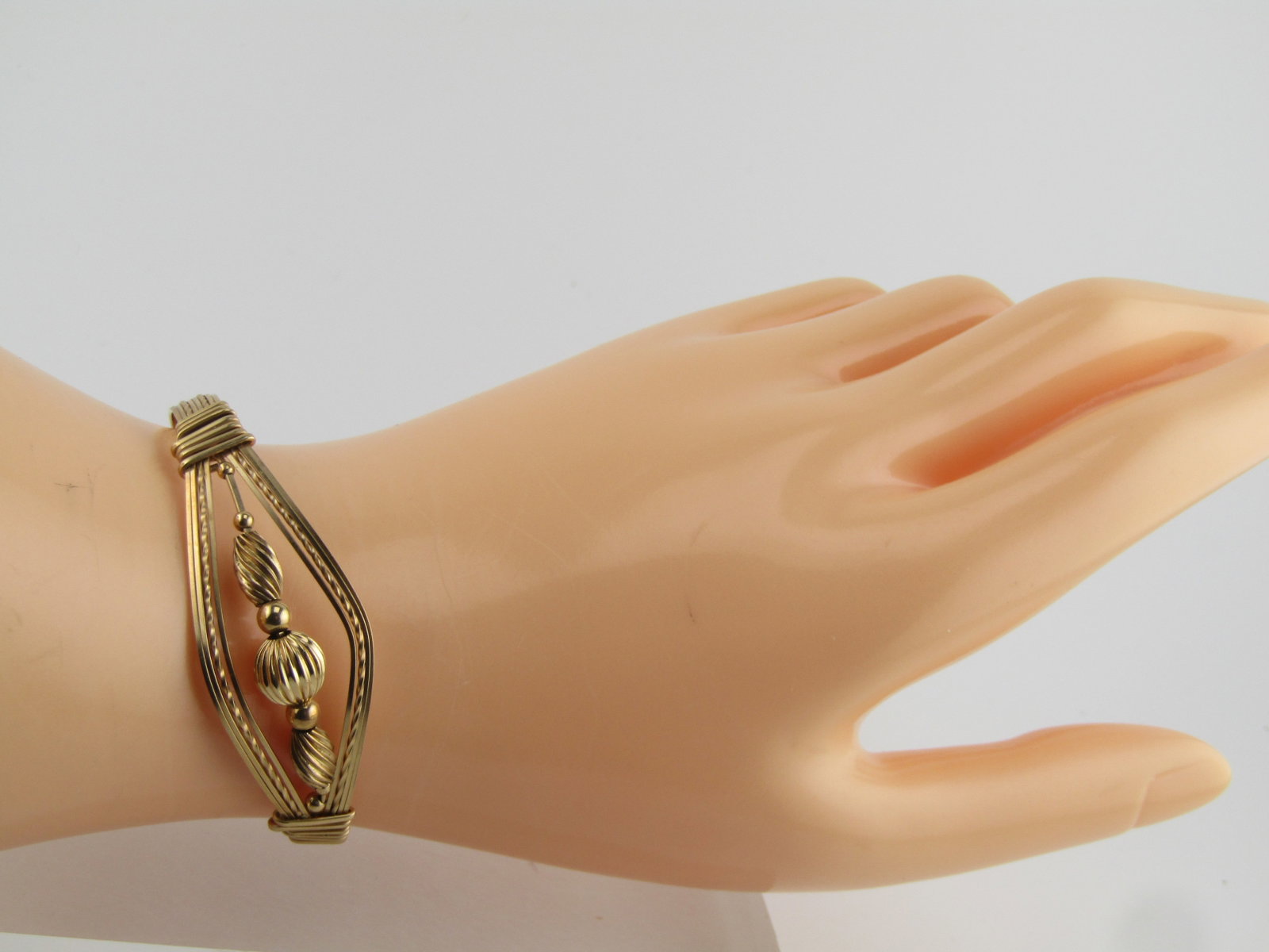 Vintage Wrapped and Beaded Bracelet, 6", 10kt and 14kt Gold Filled, 1980's-1990's - 6