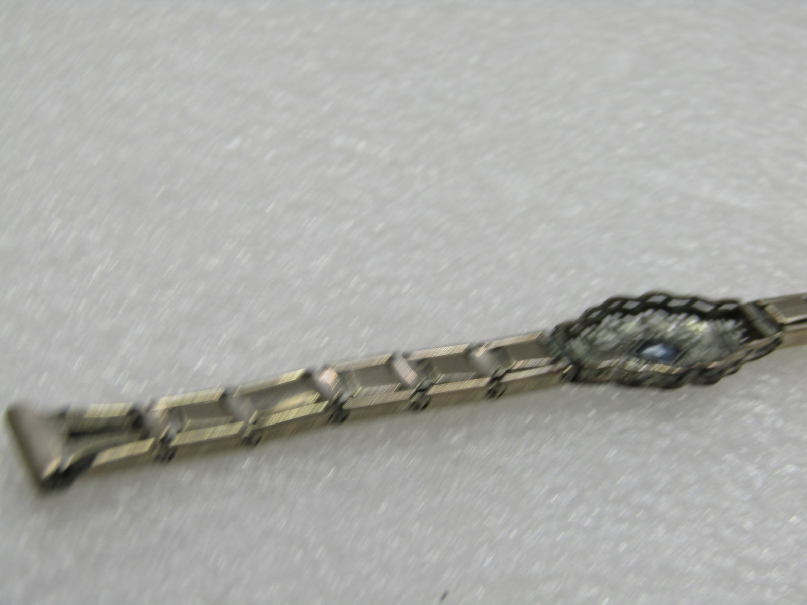 Vintage Anne Louise Simulated Sapphire Art Deco Watch Band, 12kt G.F. - 5