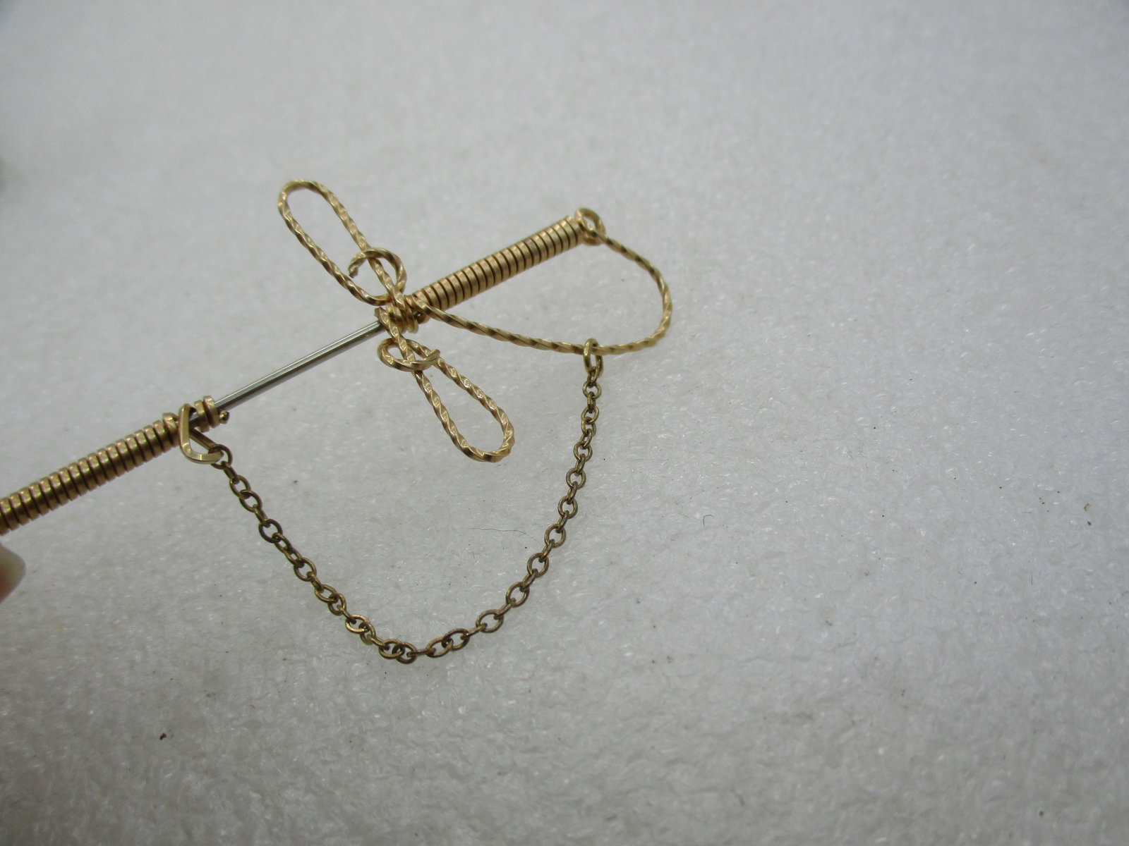 Vintage 10kt G.F. Hand Made Sword Stick PIn, Wrapped design.2.75" - 4
