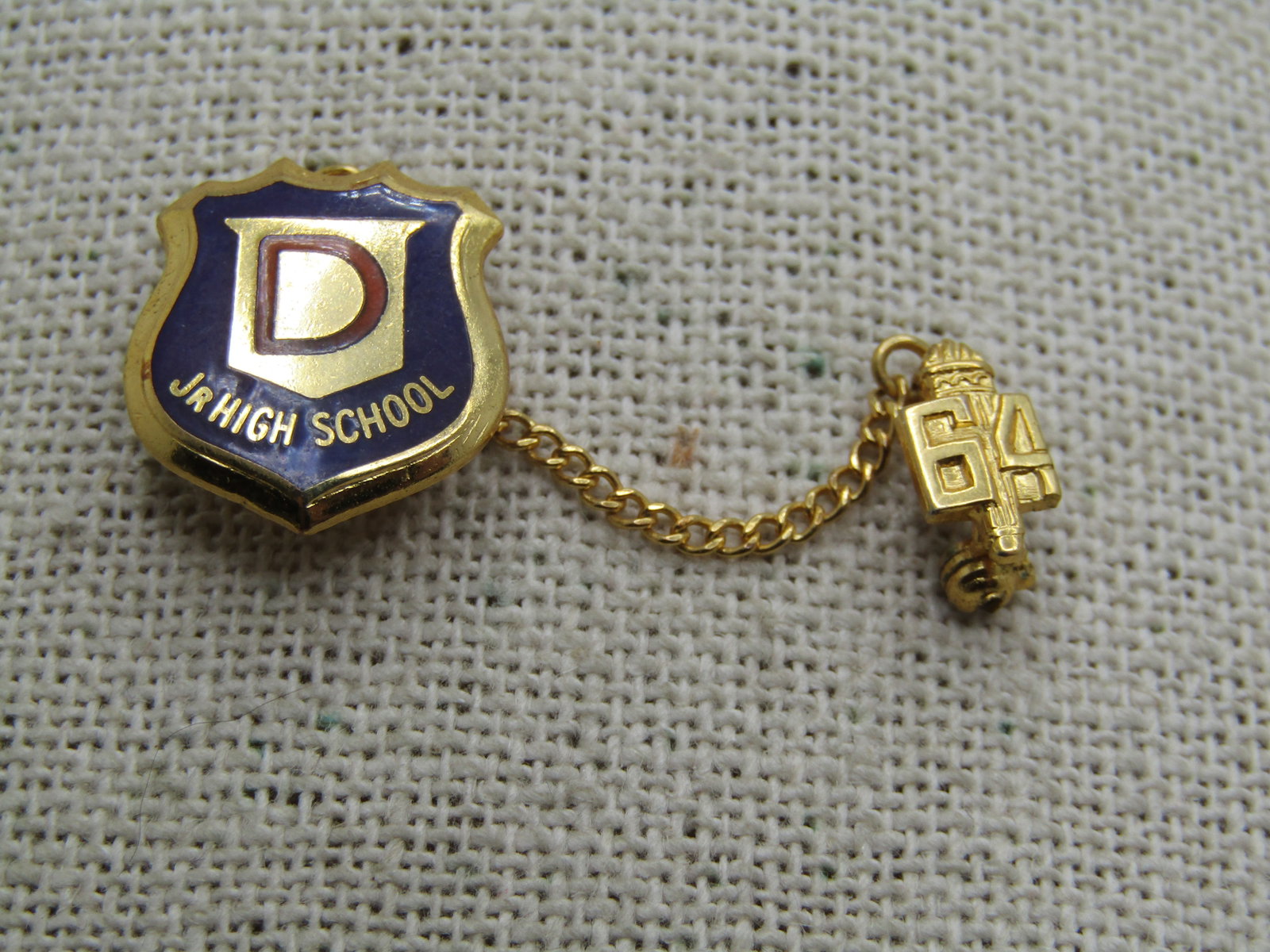 Vintage 1964 Danville Jr. High School Pin, 10kt G.F. - 3
