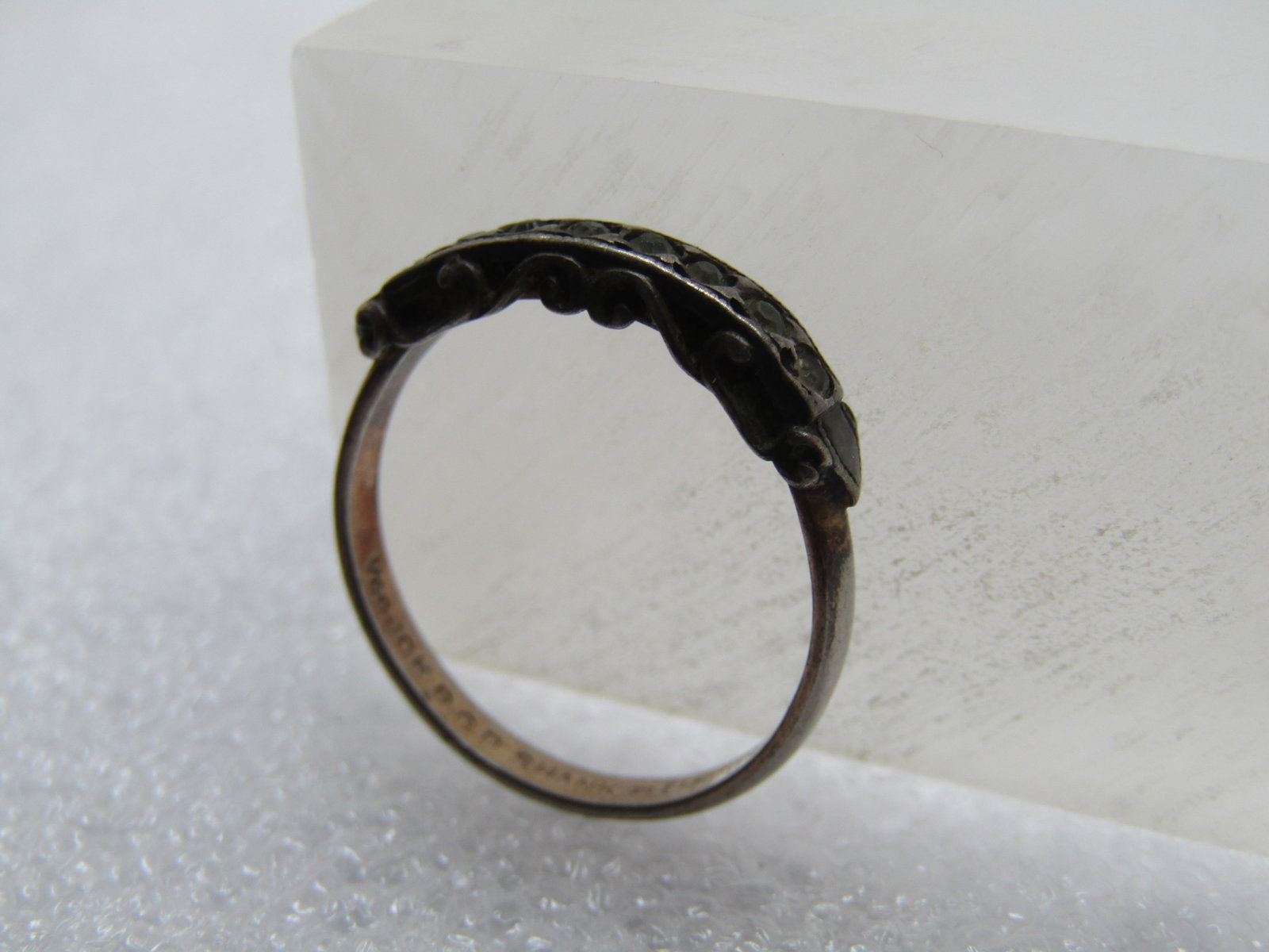 Vintage 10kt GP Band Ring With Stones, Signed Uncas, Sz. 6, 1920's-1930's - 6