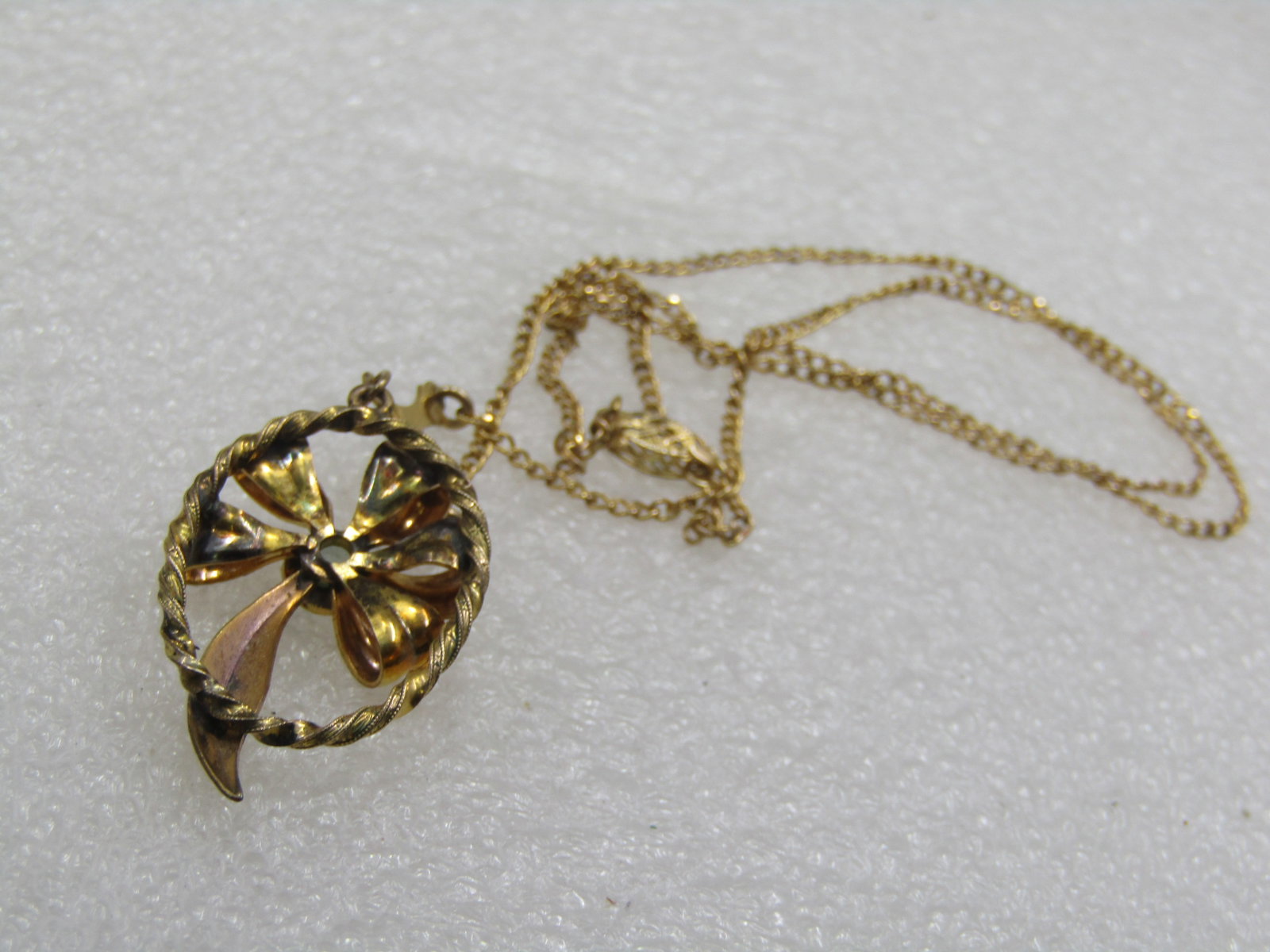 Vintage 12kt G.F. Rhinestone Lavalier Necklace, 18" - 8