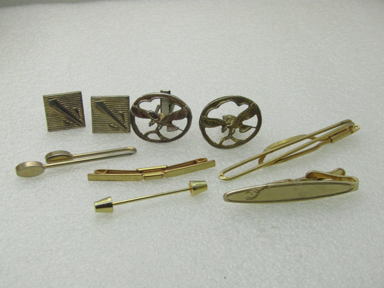 Vintage 7 Pc Cufflink, Tie Bar/Clasp Lot, Swank, 12kt G.F. and Gold Tone - 2