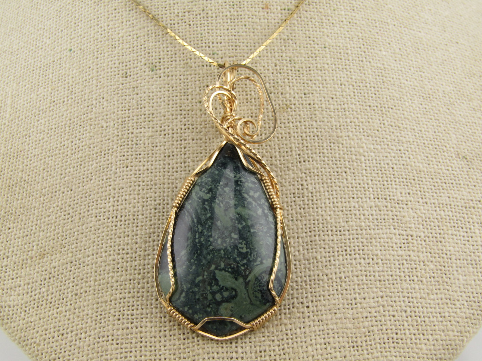 Vintage 10kt G.F. Wrapped Agate Pendant, 1980's-1990's, NO CHAIN - 2