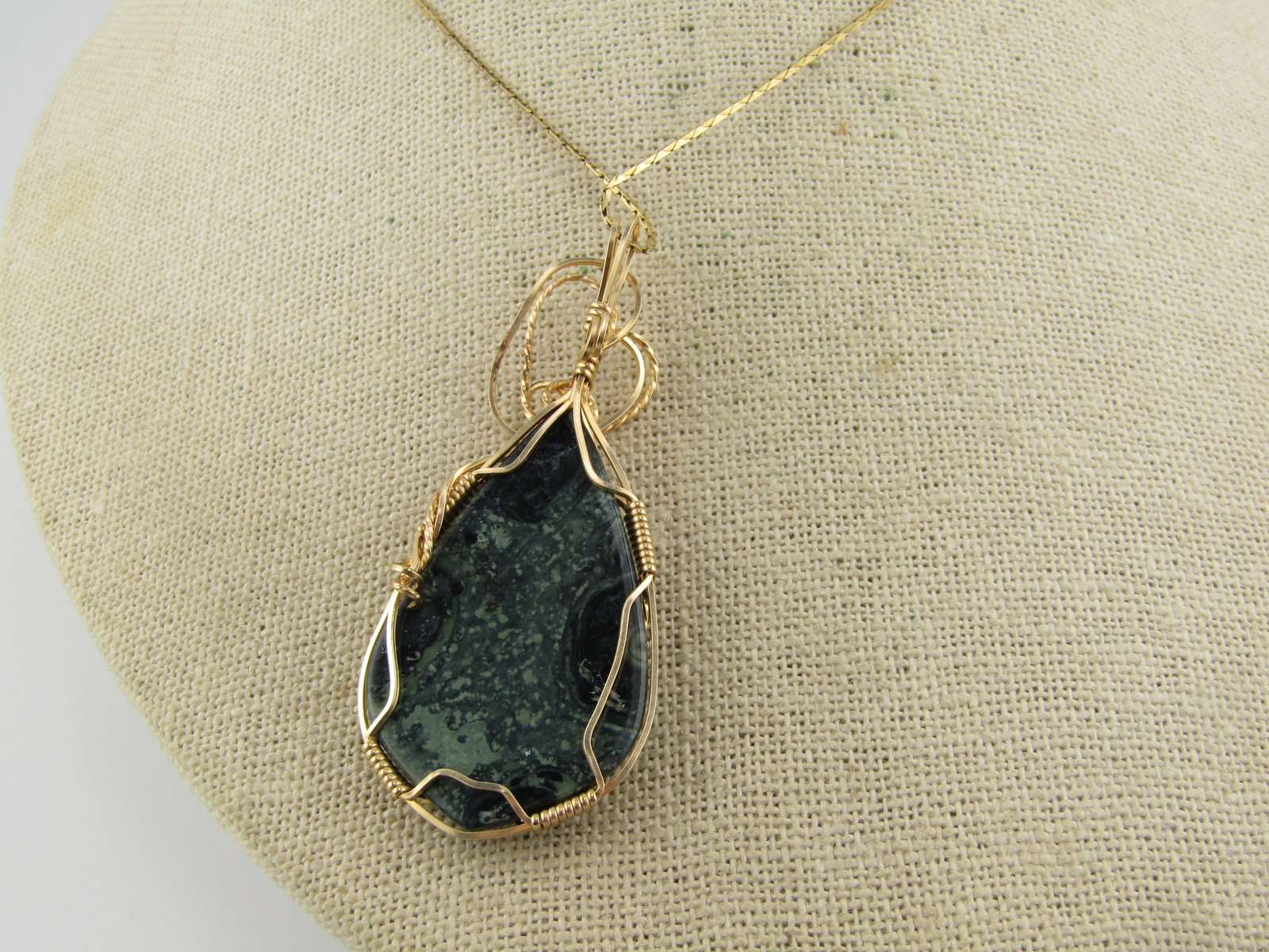 Vintage 10kt G.F. Wrapped Agate Pendant, 1980's-1990's, NO CHAIN - 3
