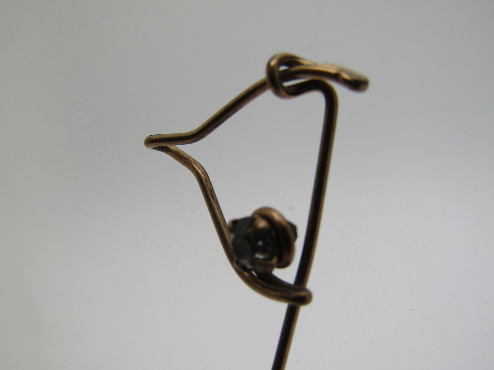 Vintage 10kt G.F. Wishbone Stick Pin, 1920's-1930's, Rhinestone - 3