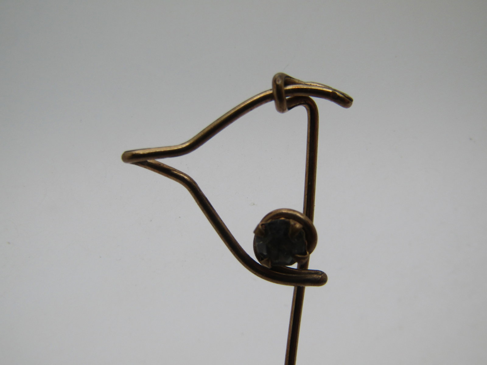 Vintage 10kt G.F. Wishbone Stick Pin, 1920's-1930's, Rhinestone - 4