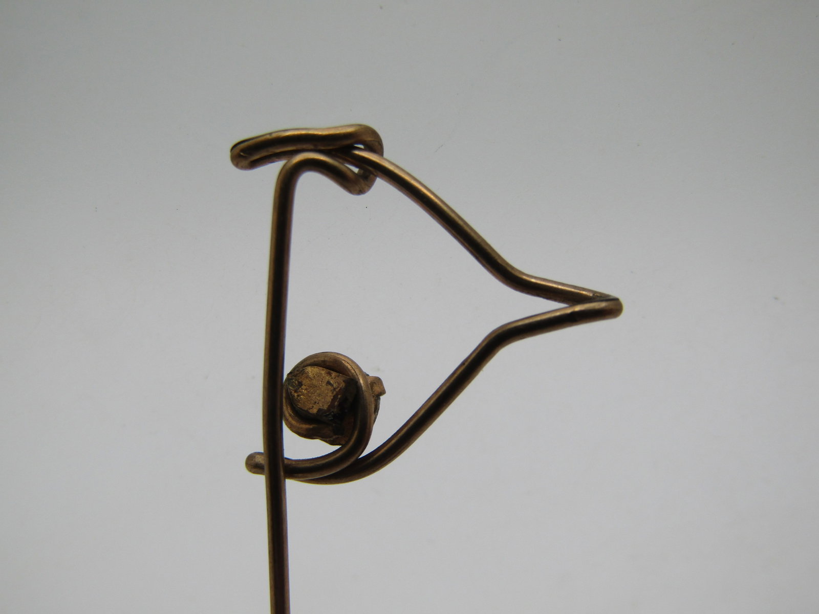 Vintage 10kt G.F. Wishbone Stick Pin, 1920's-1930's, Rhinestone - 5