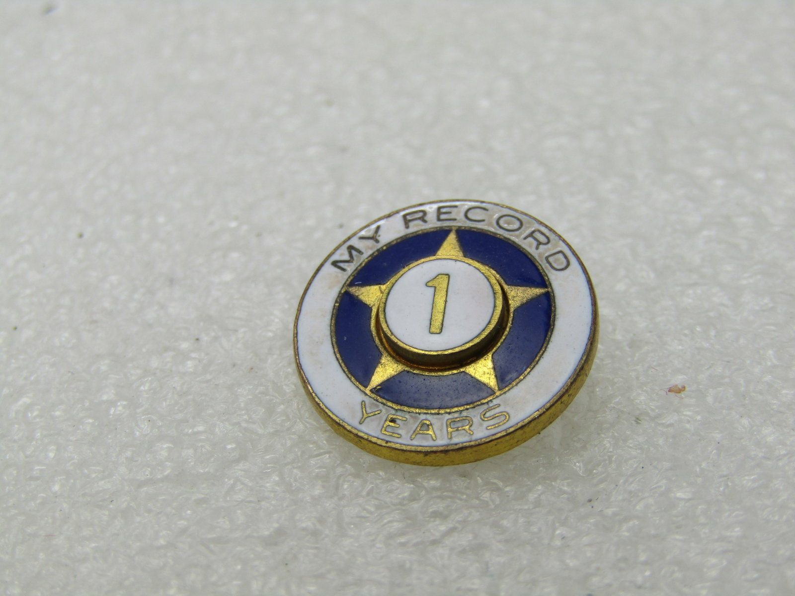Vintage Enameled My Record 1 Years Membership Brooch, 5/8", Gold Filled - 2