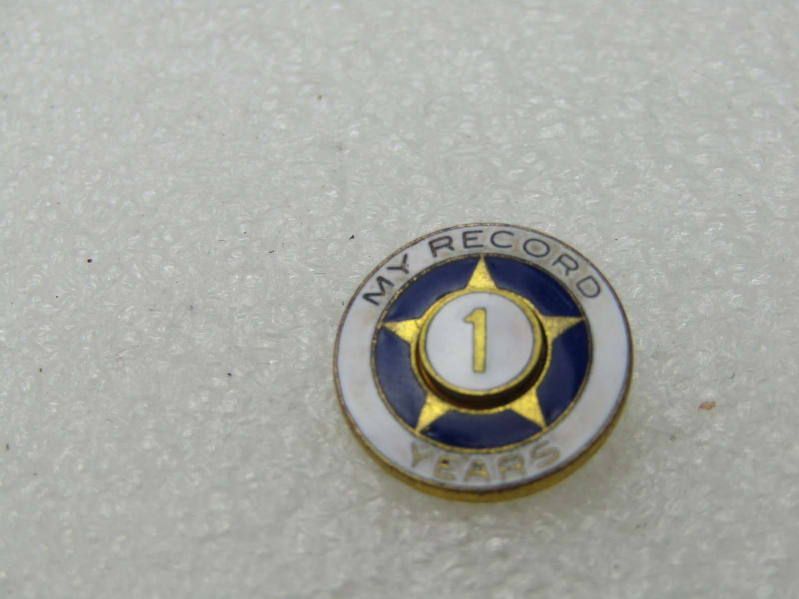 Vintage Enameled My Record 1 Years Membership Brooch, 5/8", Gold Filled - 3