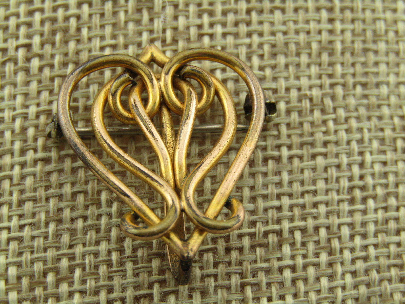 Vintage 10kt G.F. Scrolled Pocket Watch Holder Brooch, 1930's-1940's, Signed - 2