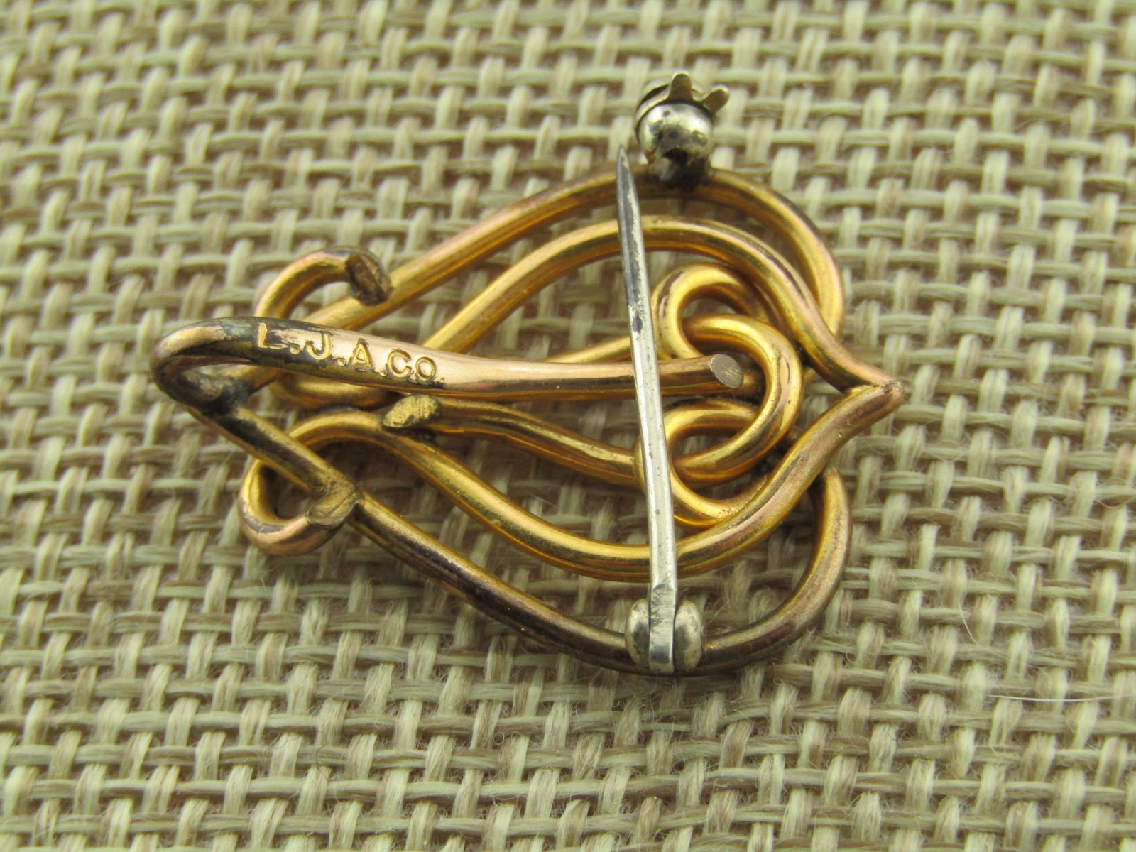 Vintage 10kt G.F. Scrolled Pocket Watch Holder Brooch, 1930's-1940's, Signed - 3