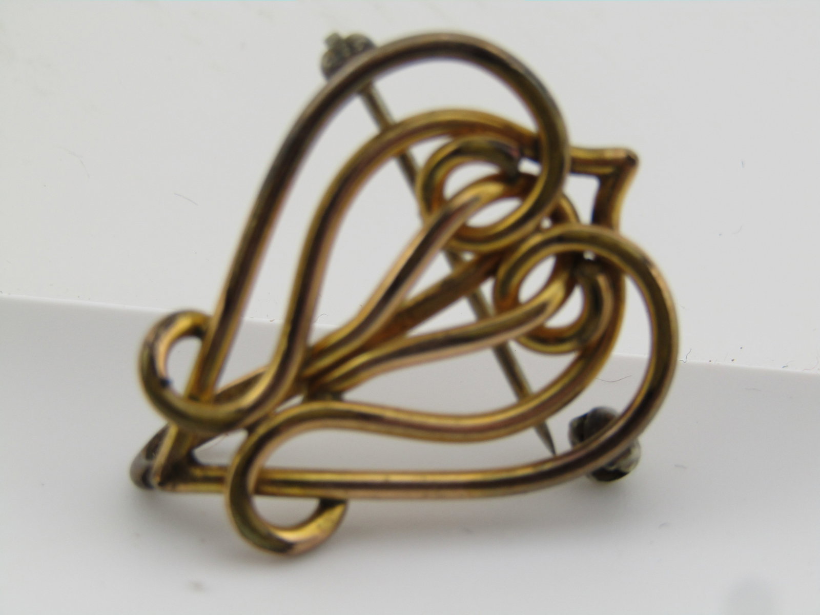 Vintage 10kt G.F. Scrolled Pocket Watch Holder Brooch, 1930's-1940's, Signed - 4