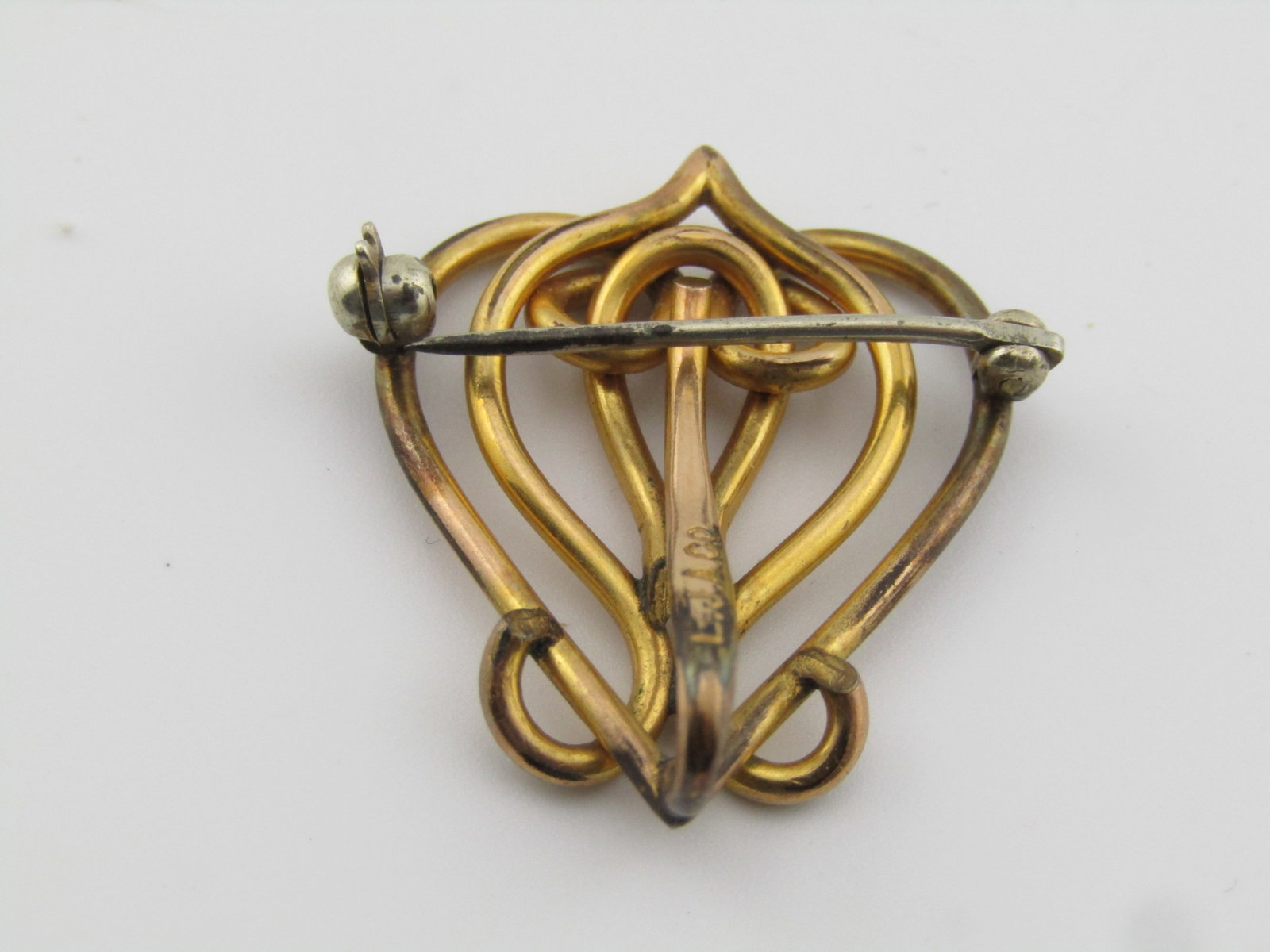 Vintage 10kt G.F. Scrolled Pocket Watch Holder Brooch, 1930's-1940's, Signed - 5
