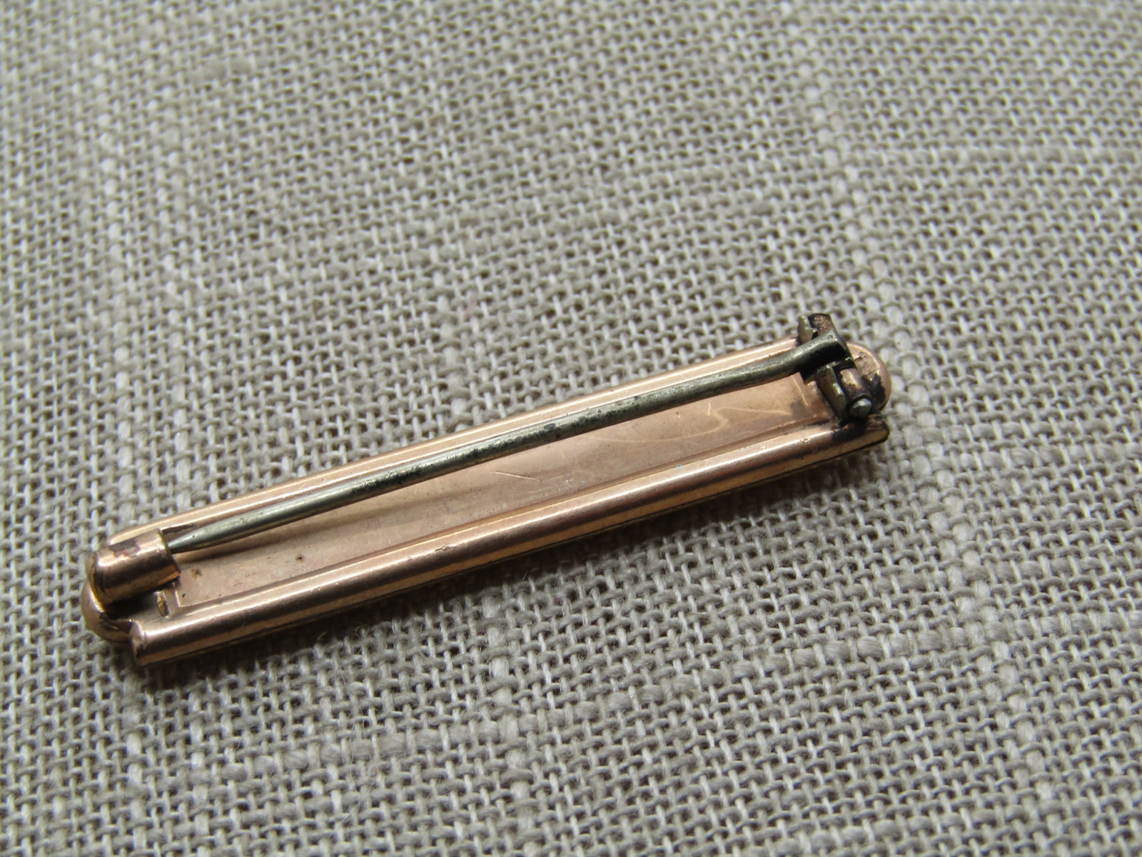 Vintage 10kt GF Bar Brooch Engraved, 1800's, C-Clasp - 4
