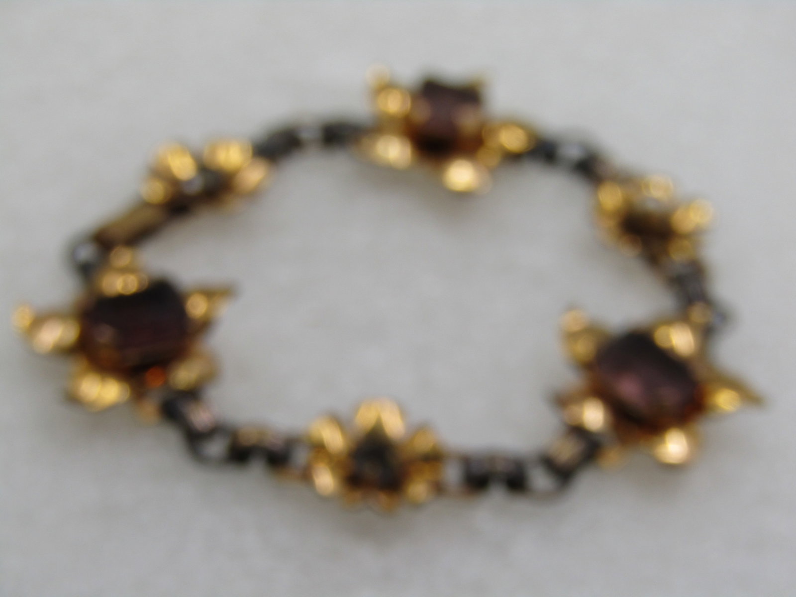 Vintage 1/20 12kt G.F. Rhinestone Floral Blossom Bracelet, 7" - 3