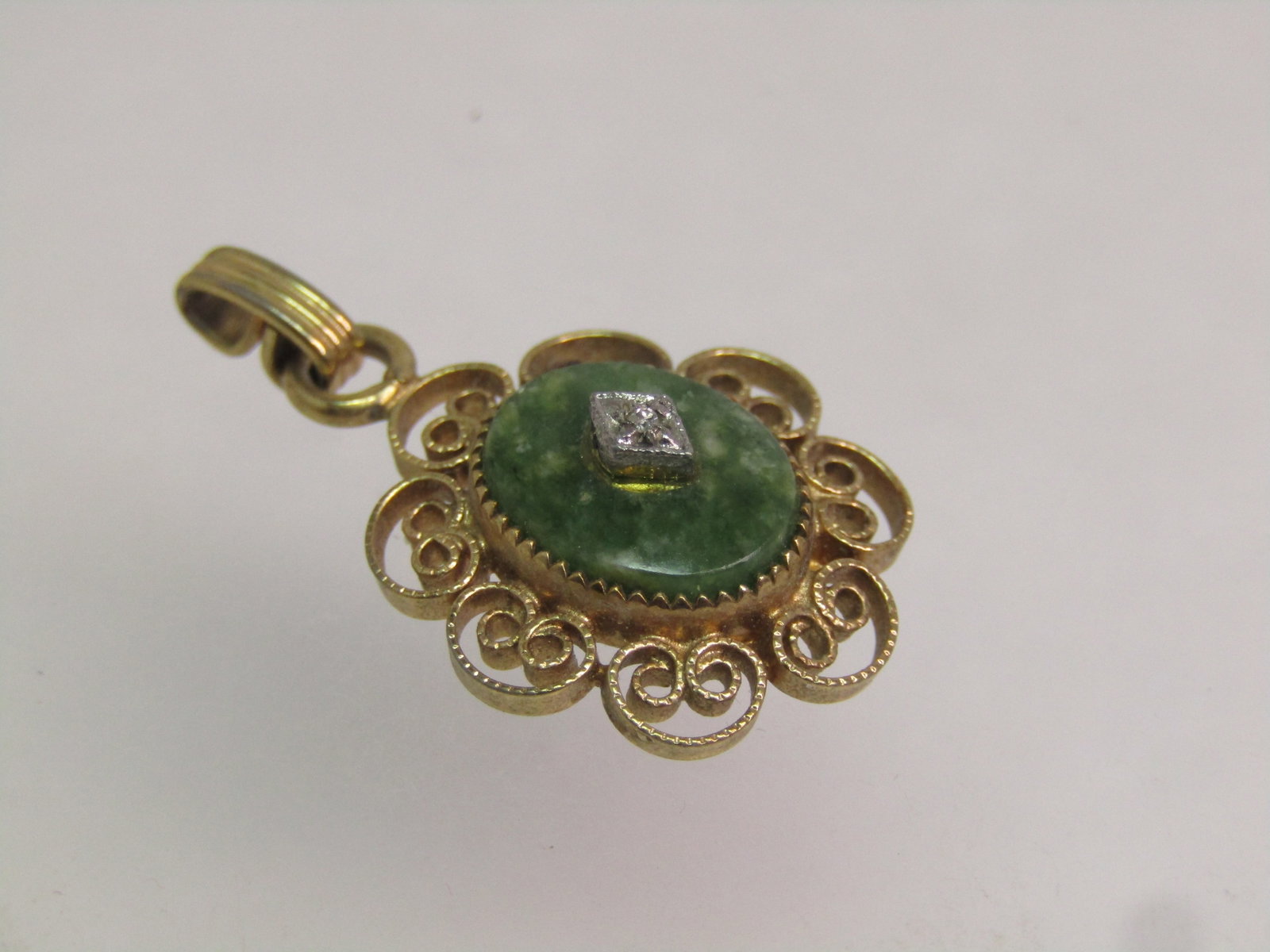 Vintage Catamore 12kt GF Agate Pendant with Diamond Chip. 1960's - 6