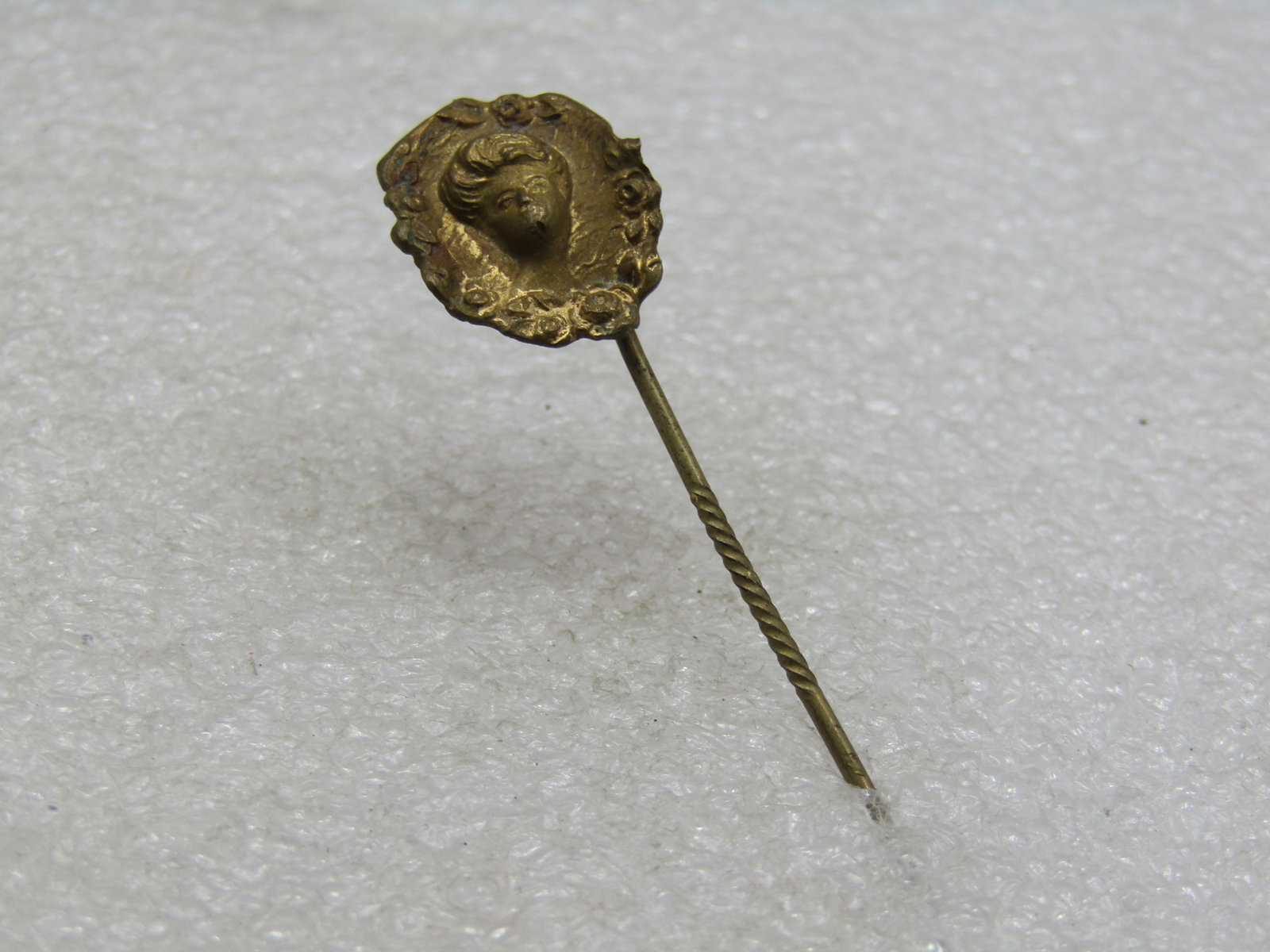 Art Nouveau Repousse Woman Stick Pin, 2.25" long. (1 of 4)