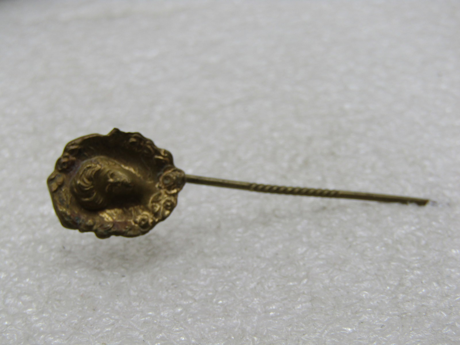 Art Nouveau Repousse Woman Stick Pin, 2.25" long. - 3