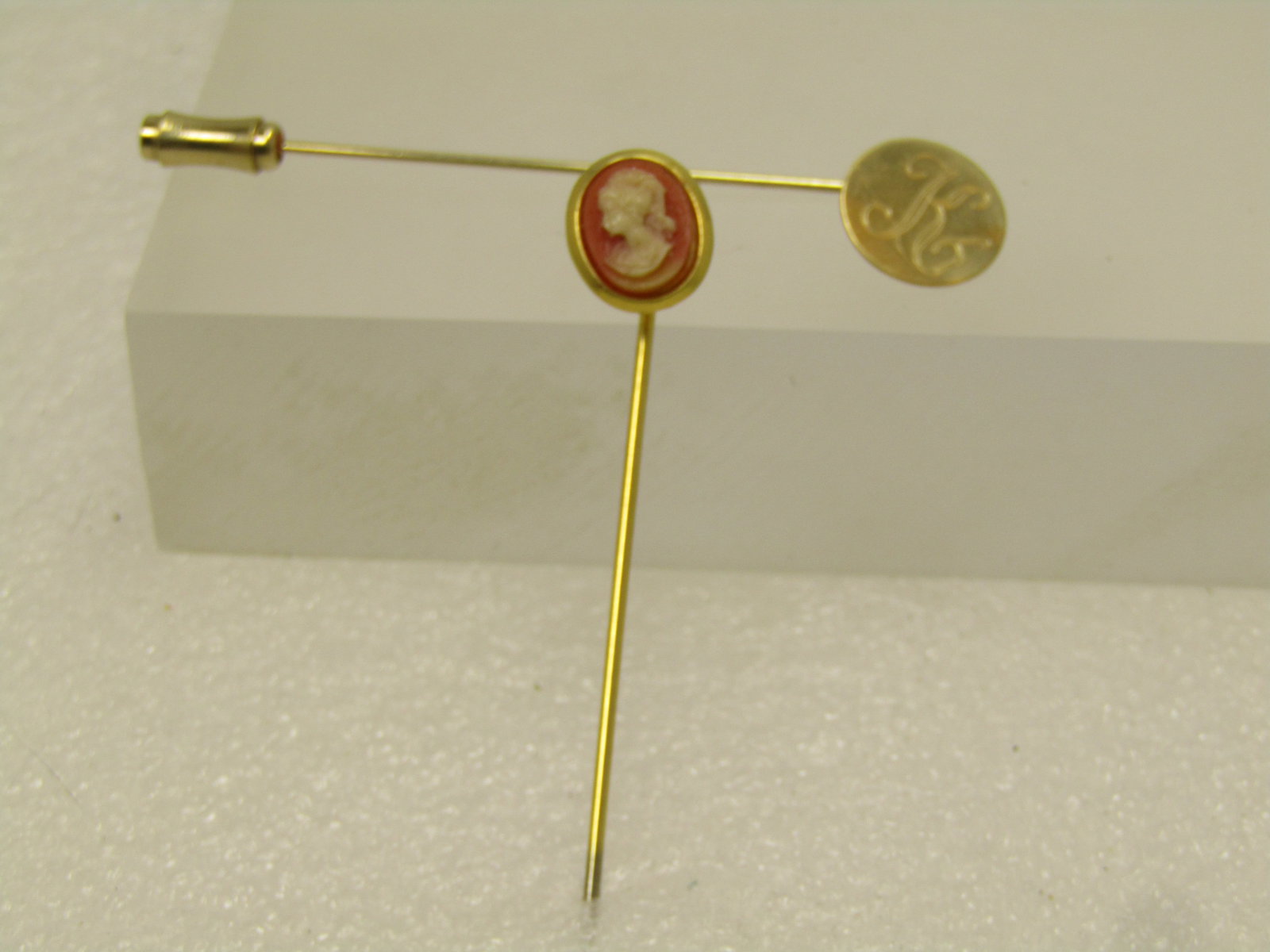 Vintage Cameo and Initial K Stick Pins, 1960's-1970's (1 of 5)