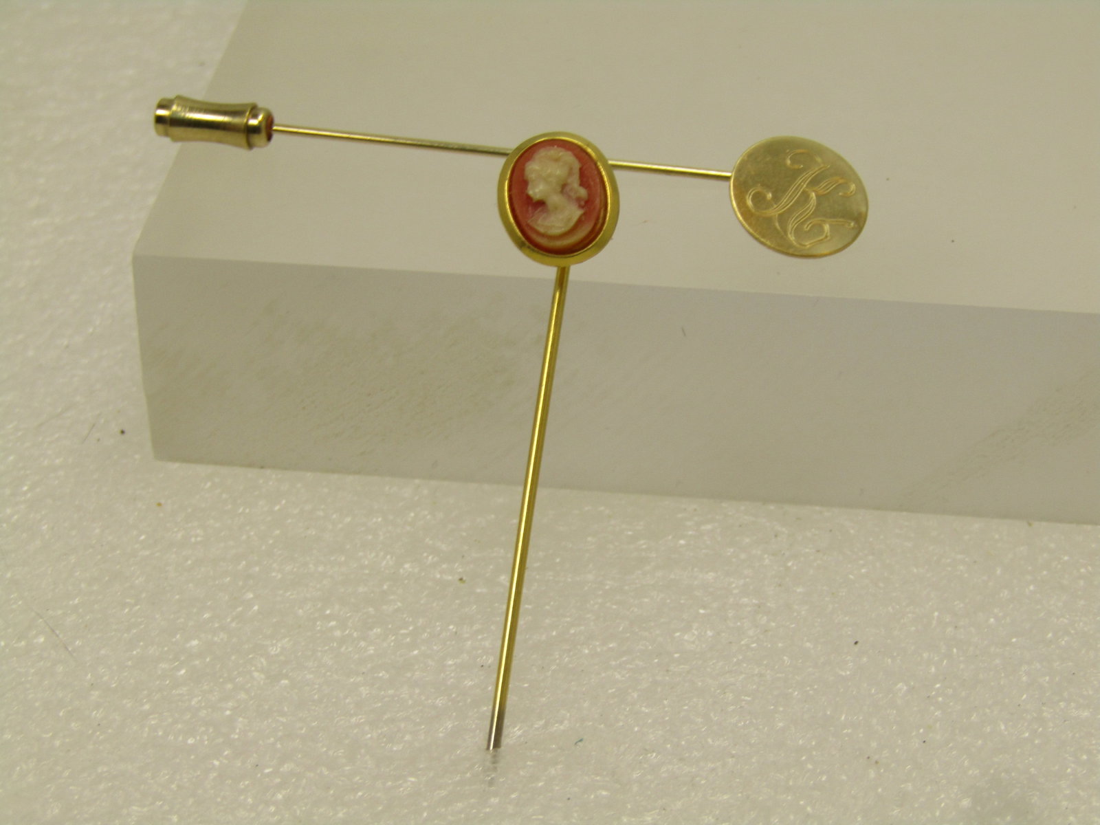 Vintage Cameo and Initial K Stick Pins, 1960's-1970's - 2