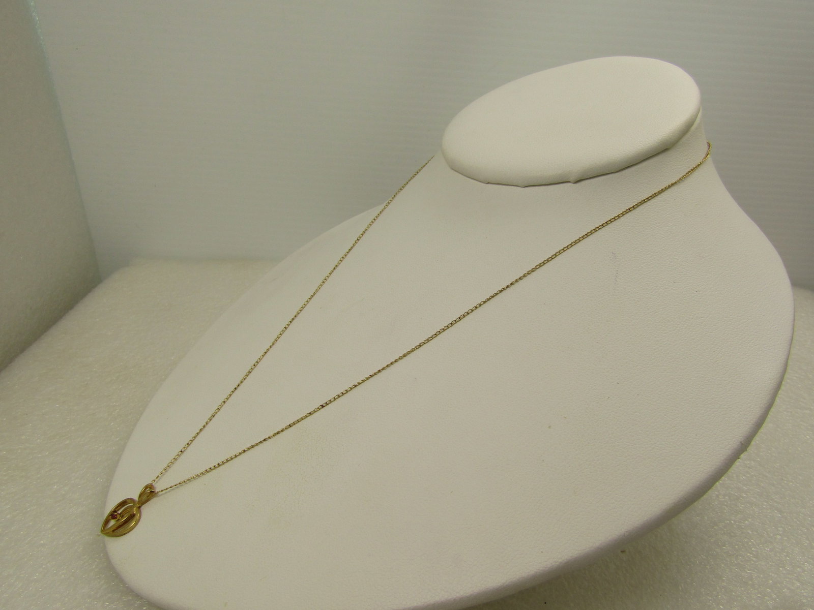 Vintage 14kt G.F. Ruby Heart Necklace, 18", 1960's-1970's - 2