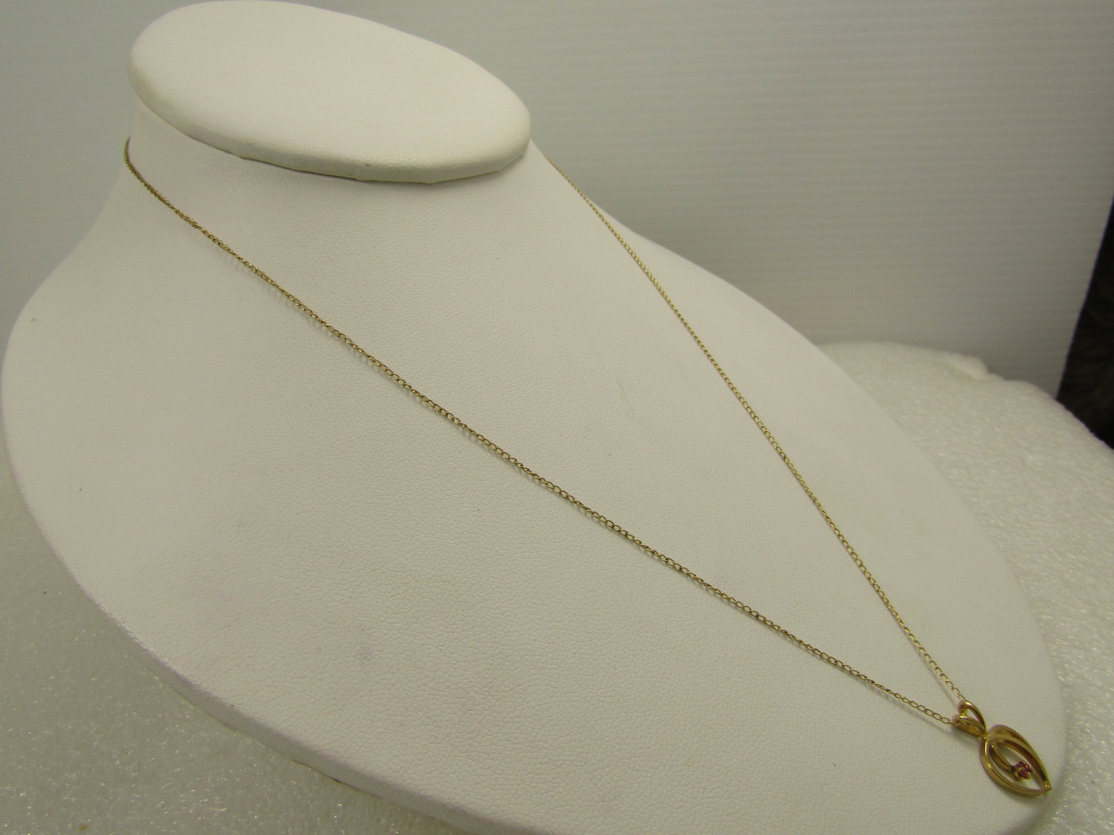 Vintage 14kt G.F. Ruby Heart Necklace, 18", 1960's-1970's - 3