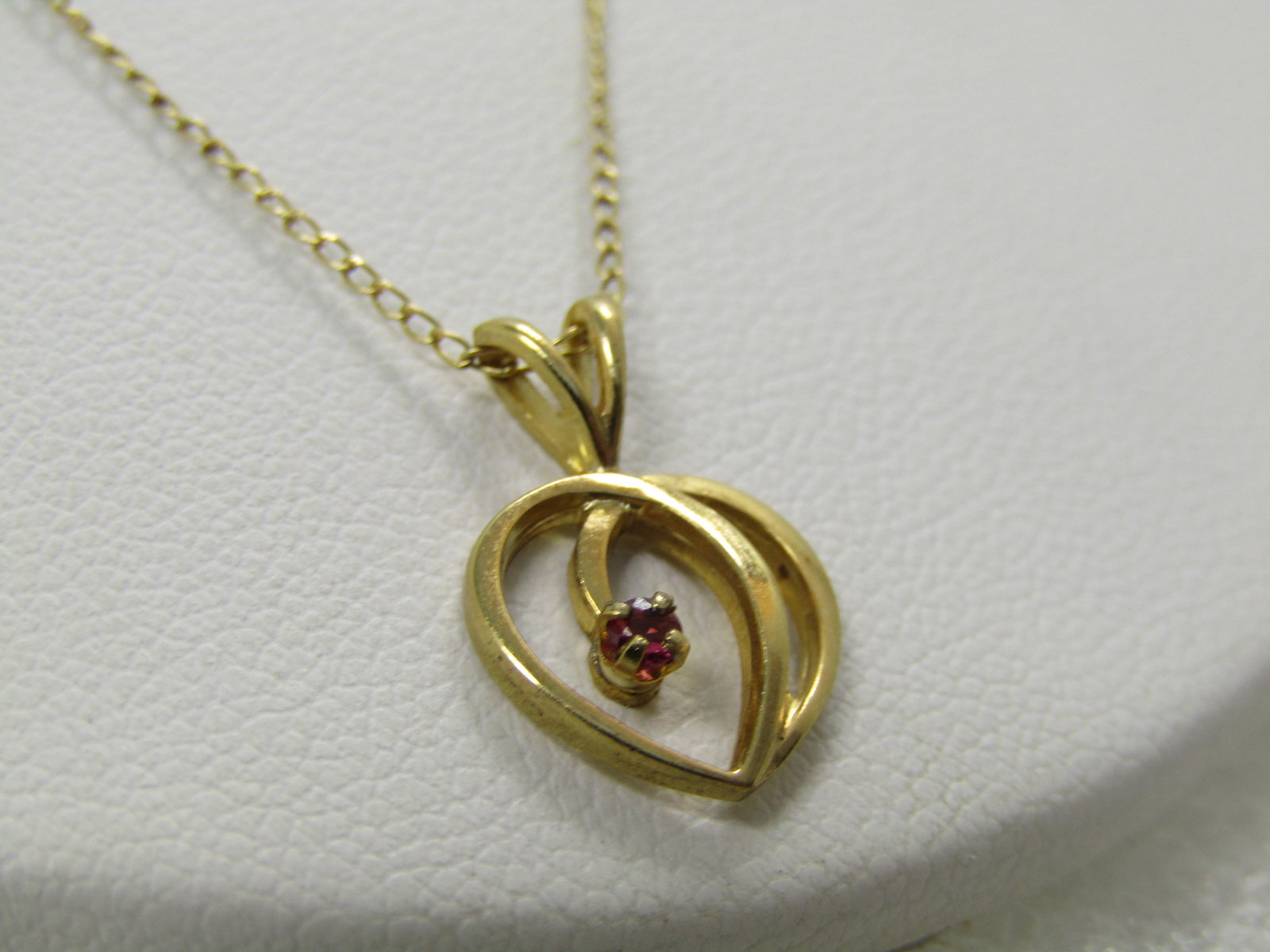 Vintage 14kt G.F. Ruby Heart Necklace, 18", 1960's-1970's - 4