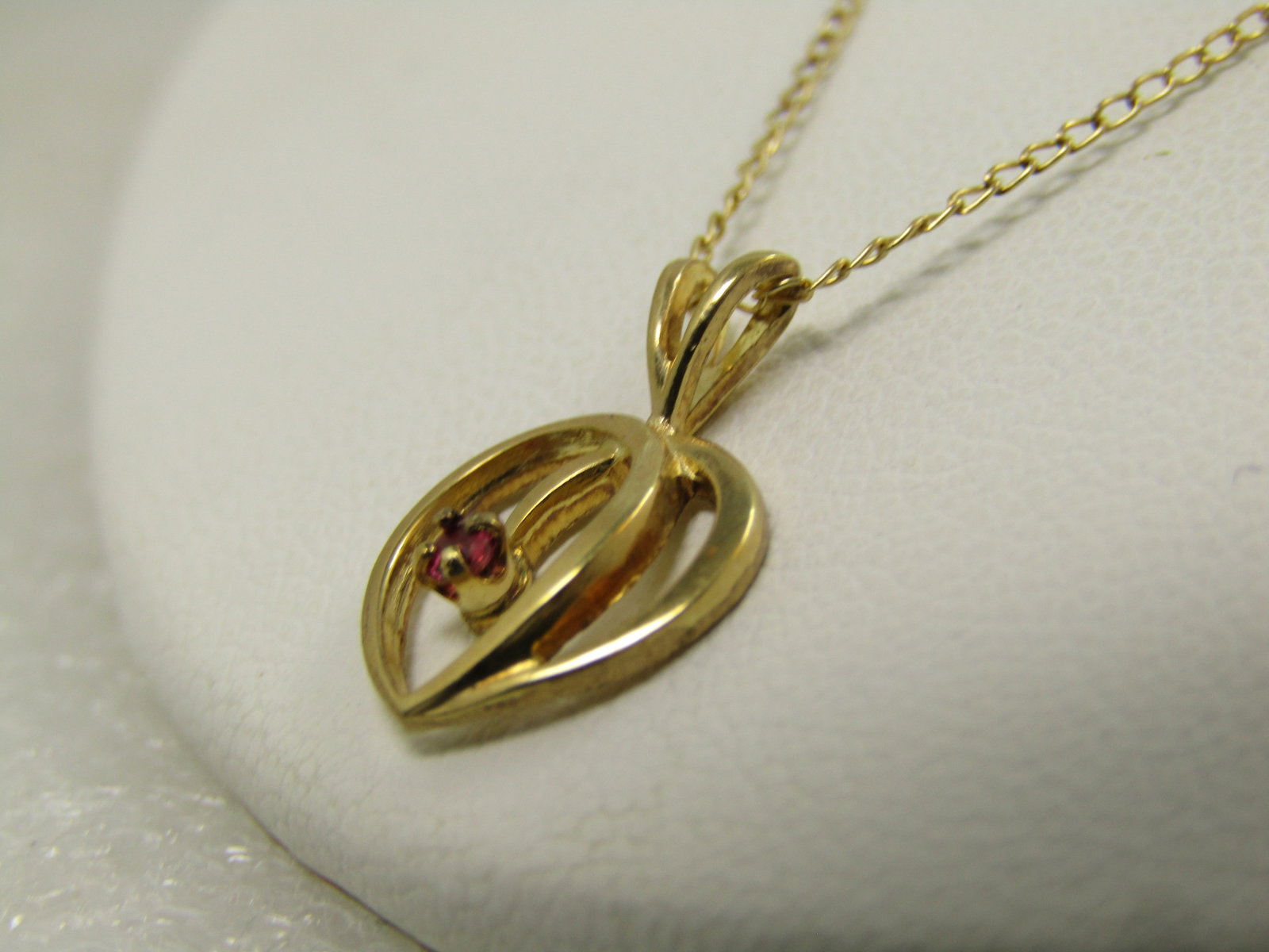 Vintage 14kt G.F. Ruby Heart Necklace, 18", 1960's-1970's - 5
