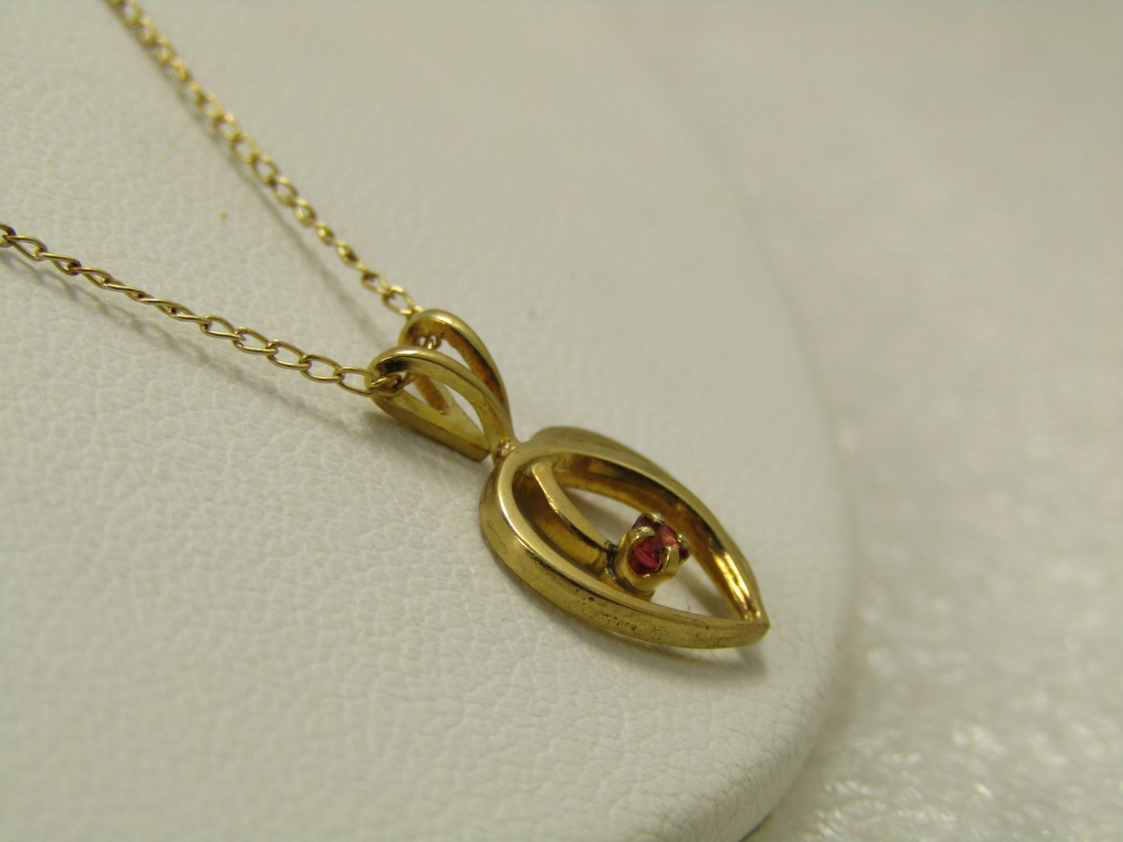 Vintage 14kt G.F. Ruby Heart Necklace, 18", 1960's-1970's - 6