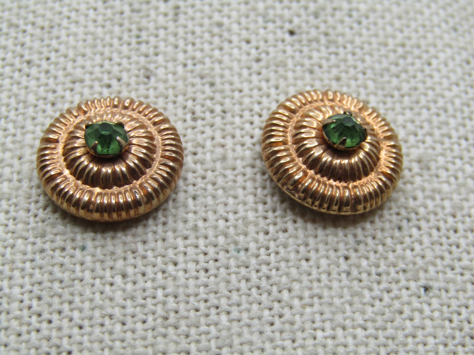 Pair 10kt. G.F. Green Rhinestone Tack/Collar Ins, 1940's-1950's - 3