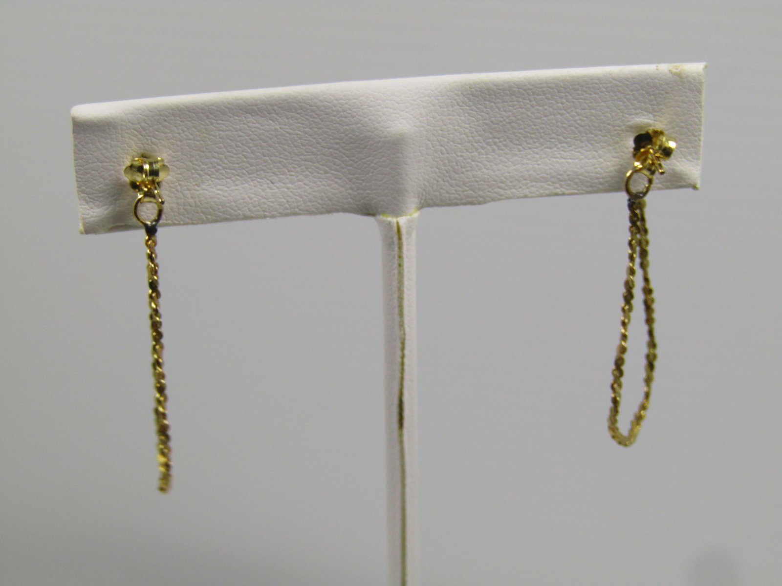 Vintage 14kt G.F. Chain Hoop Earrings, Pierced, with X Stud, 1980's-1990's - 4