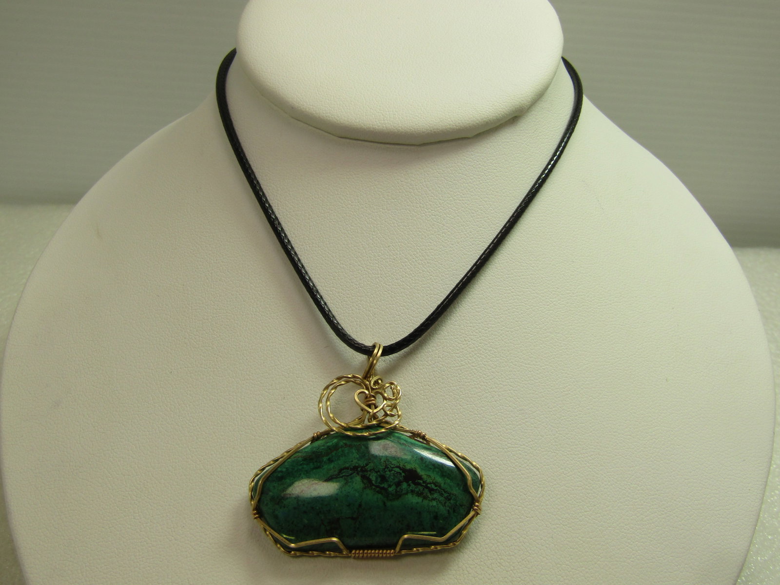 10KT GF Wrapped Chrysocolla Stone Necklace, 24"-26", 1990's (1 of 7)