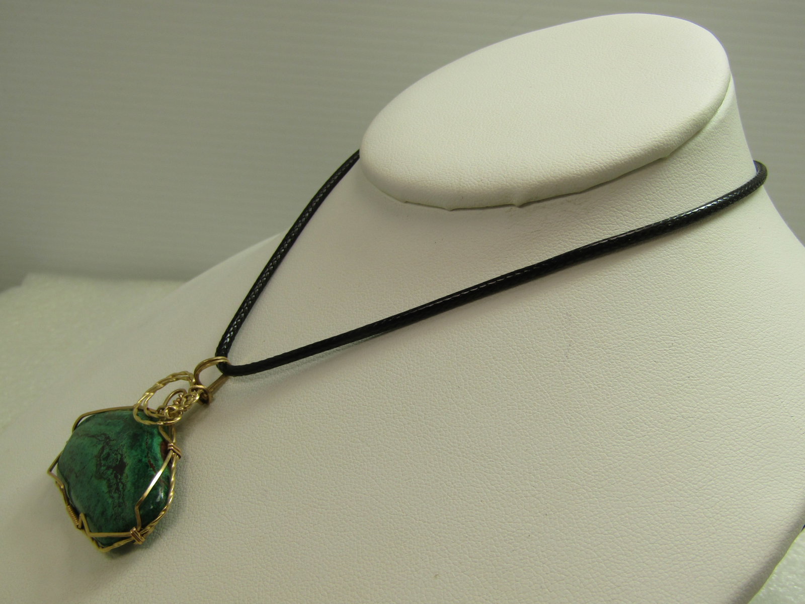 10KT GF Wrapped Chrysocolla Stone Necklace, 24"-26", 1990's - 2