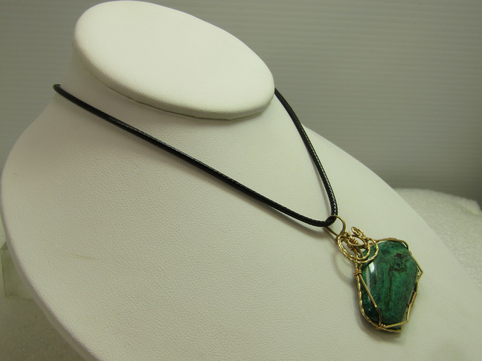 10KT GF Wrapped Chrysocolla Stone Necklace, 24"-26", 1990's - 3