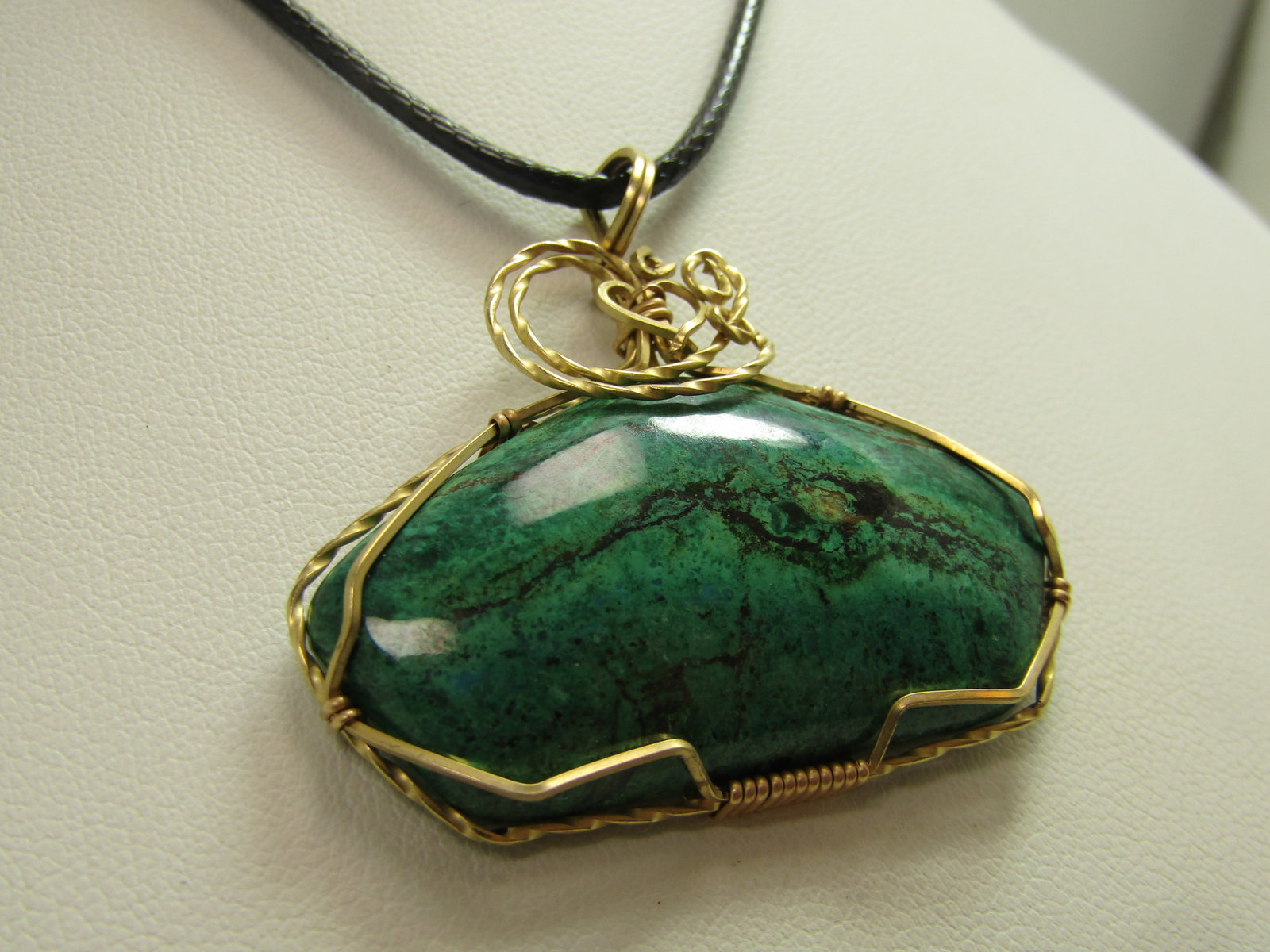 10KT GF Wrapped Chrysocolla Stone Necklace, 24"-26", 1990's - 4