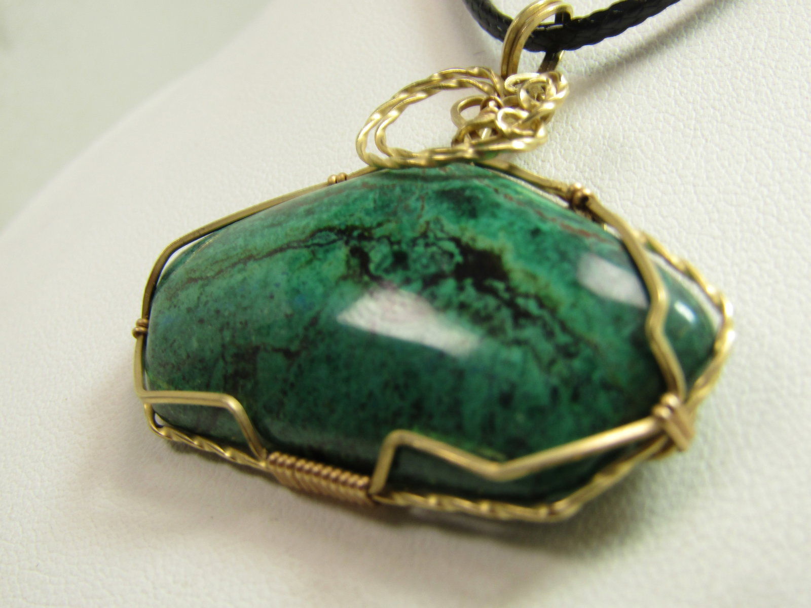 10KT GF Wrapped Chrysocolla Stone Necklace, 24"-26", 1990's - 5